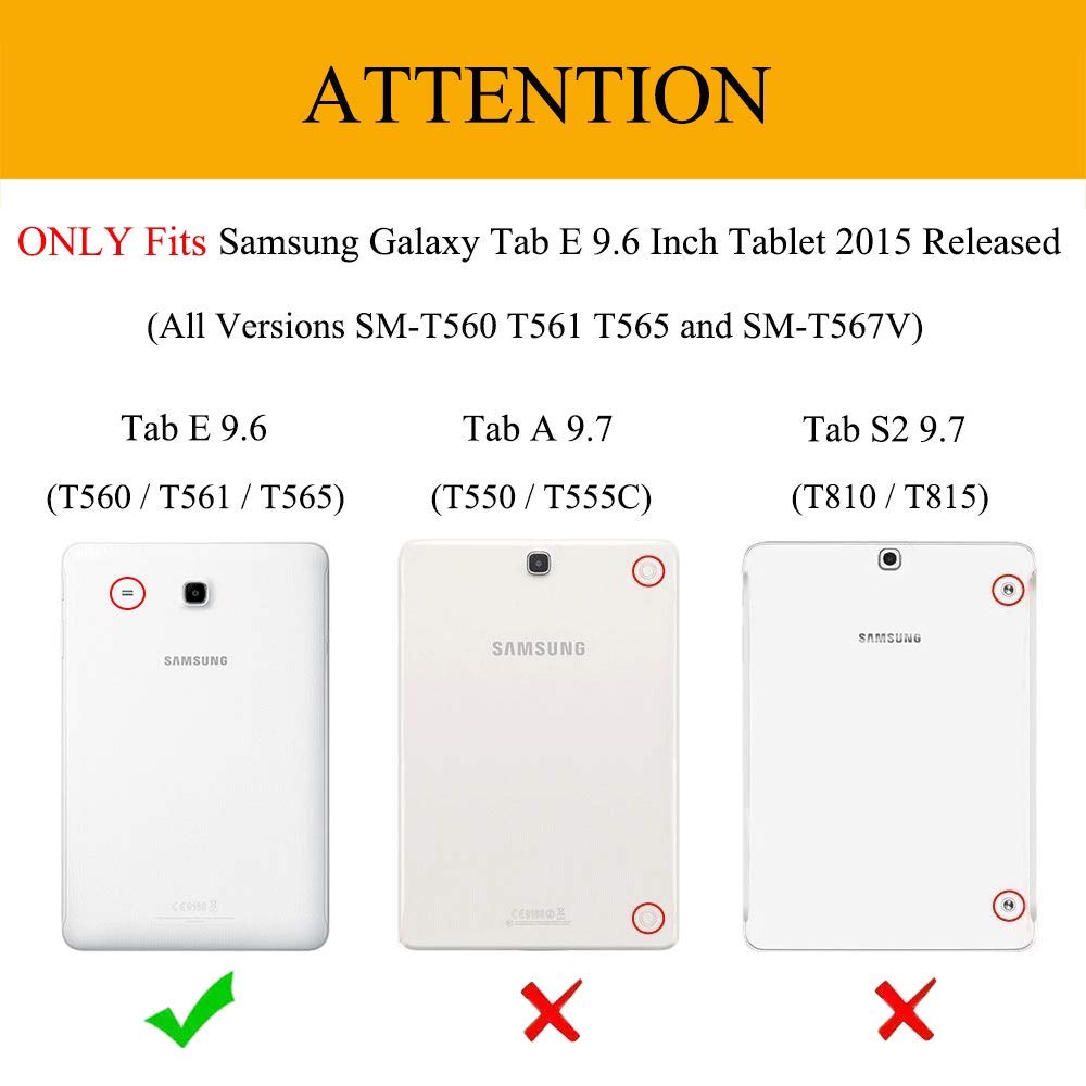 Ekvinor Galaxy Tab E 9.6 Case   Slim Leather Stand Folio Case Cover For Samsung Galaxy Tab E 9.6 Inch Tablet (Fit All Versions S