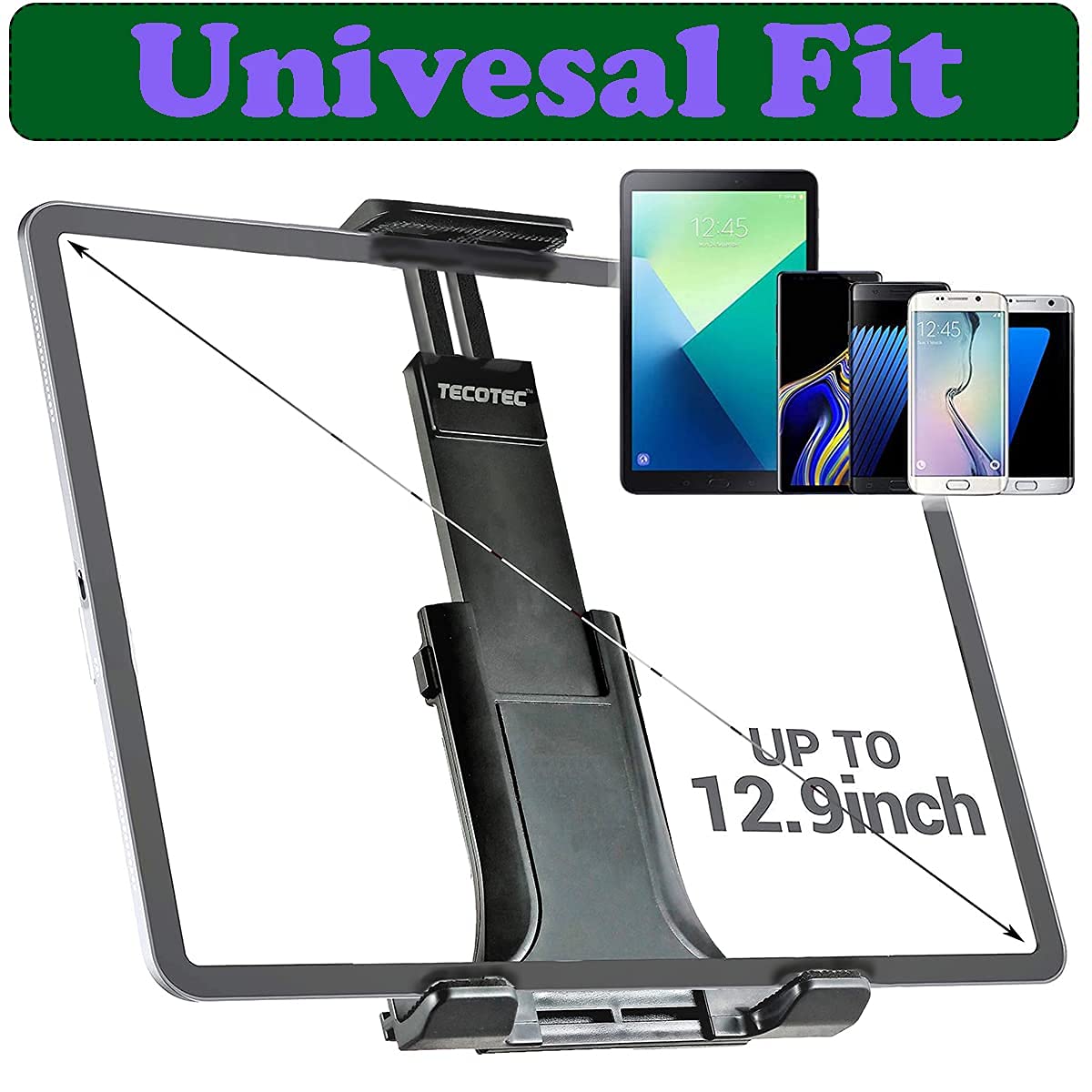 Tecotec Cup Holder Tablet Mount, Adjustable 2 In 1 Car Phone & Tablet Cup Holder Phone Mount For All Cellphones & Tablets Up To