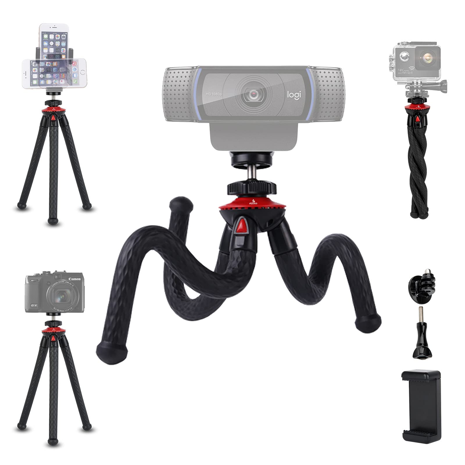 Mini Tripod for Camera/Phone/Webcam, NexiGo Flexible Camera Tripod Stand, Compatible with NexiGo Logitech Webcam C920 C922 Brio 