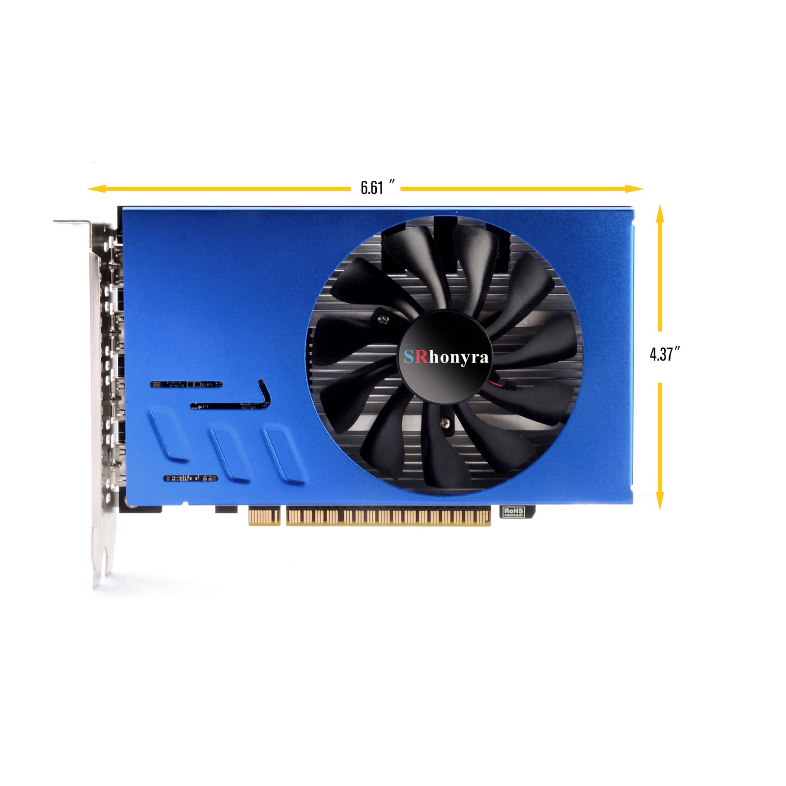 Srhonyra Radeon R7 350 Hd7750 4Gb 6 Monitor Graphics Card With Resolution Locked Feature, Gddr5 128-Bit 6  Hdmi 2.0 Ports, Video