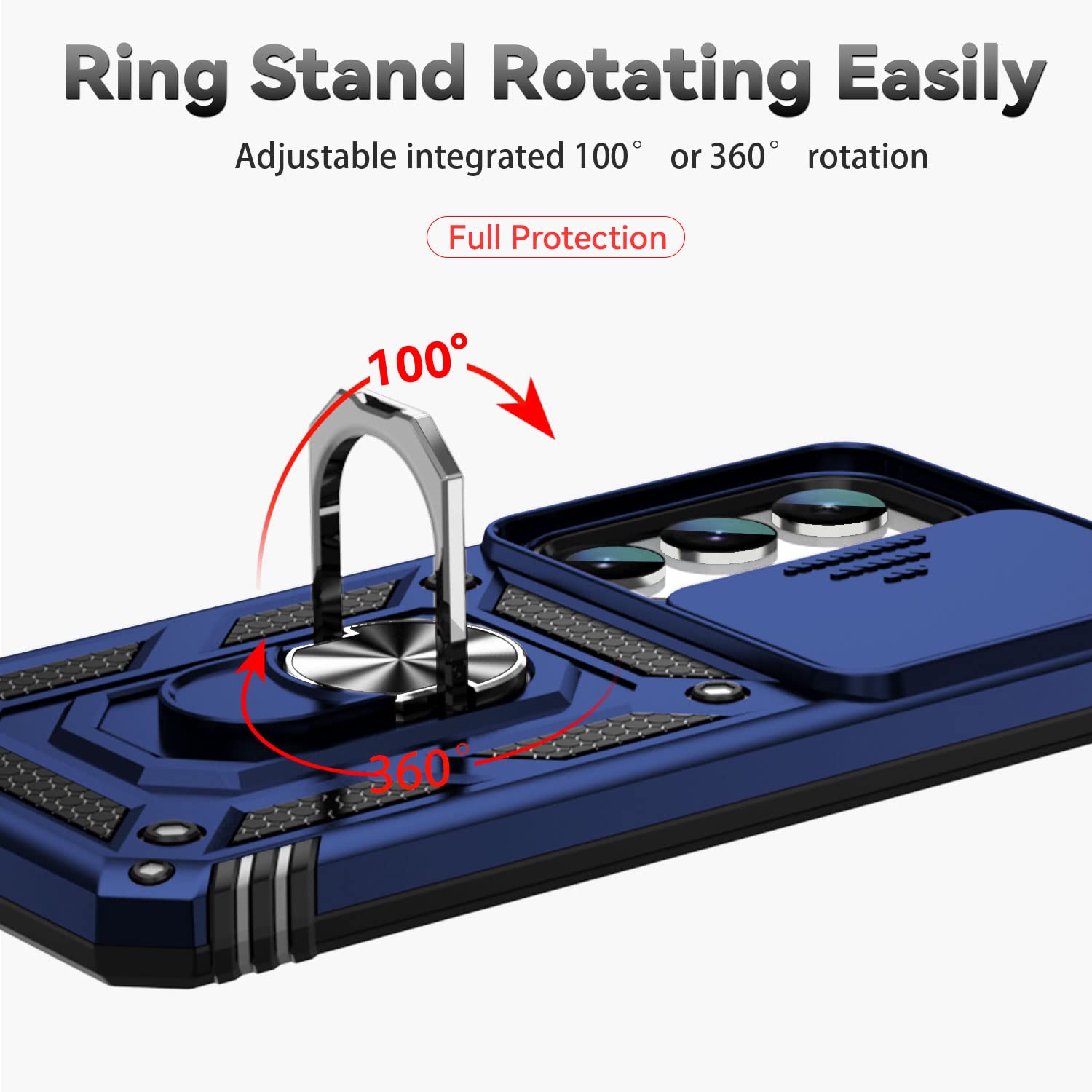 Sunstory For Samsung Galaxy S23 Plus Case With Hd Screen Protector & Kickstand & Slide Camera Cover,[Not For S23 Or S23 Ultra] [