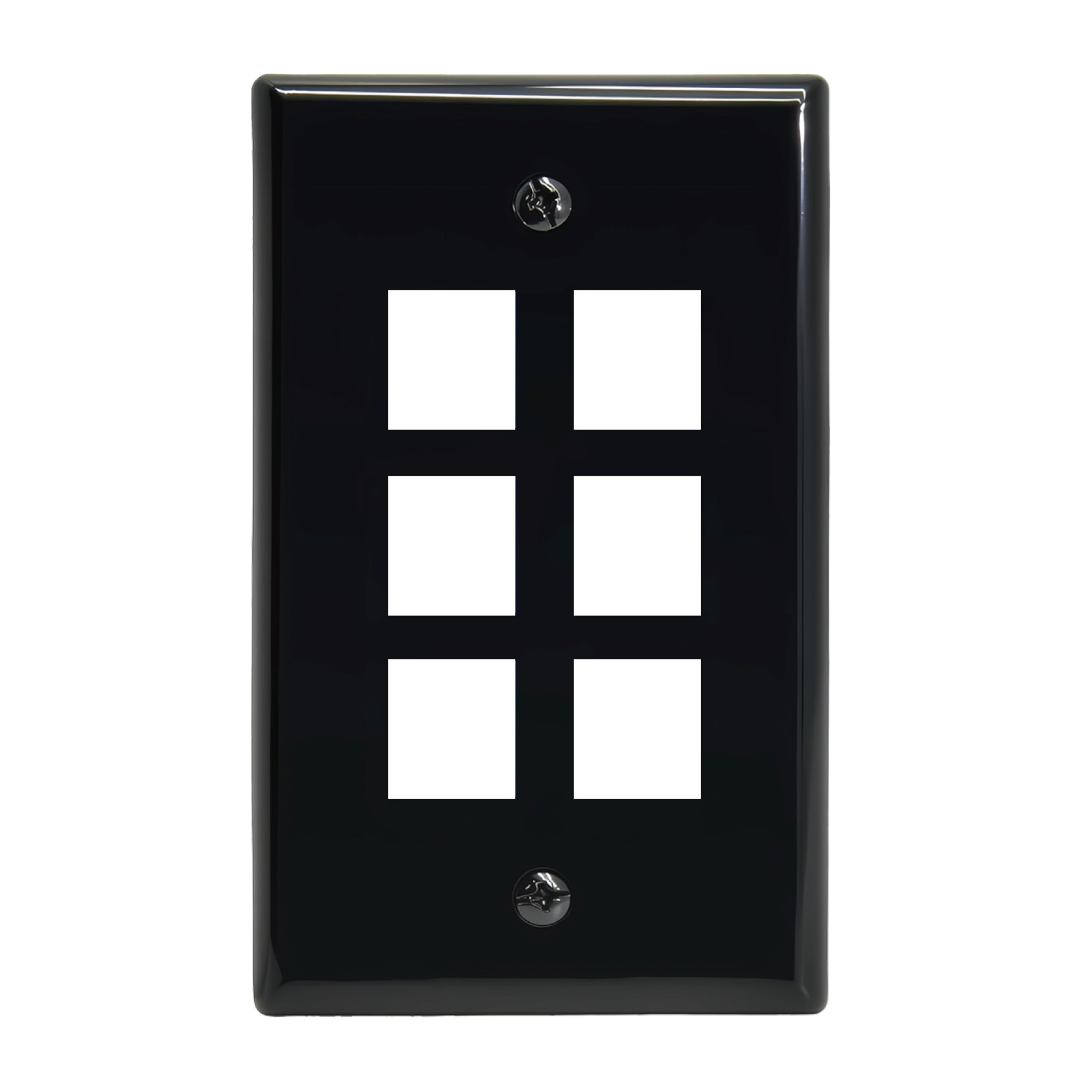 Installerparts 6 Port Keystone Wall Plate Black Smooth Face
