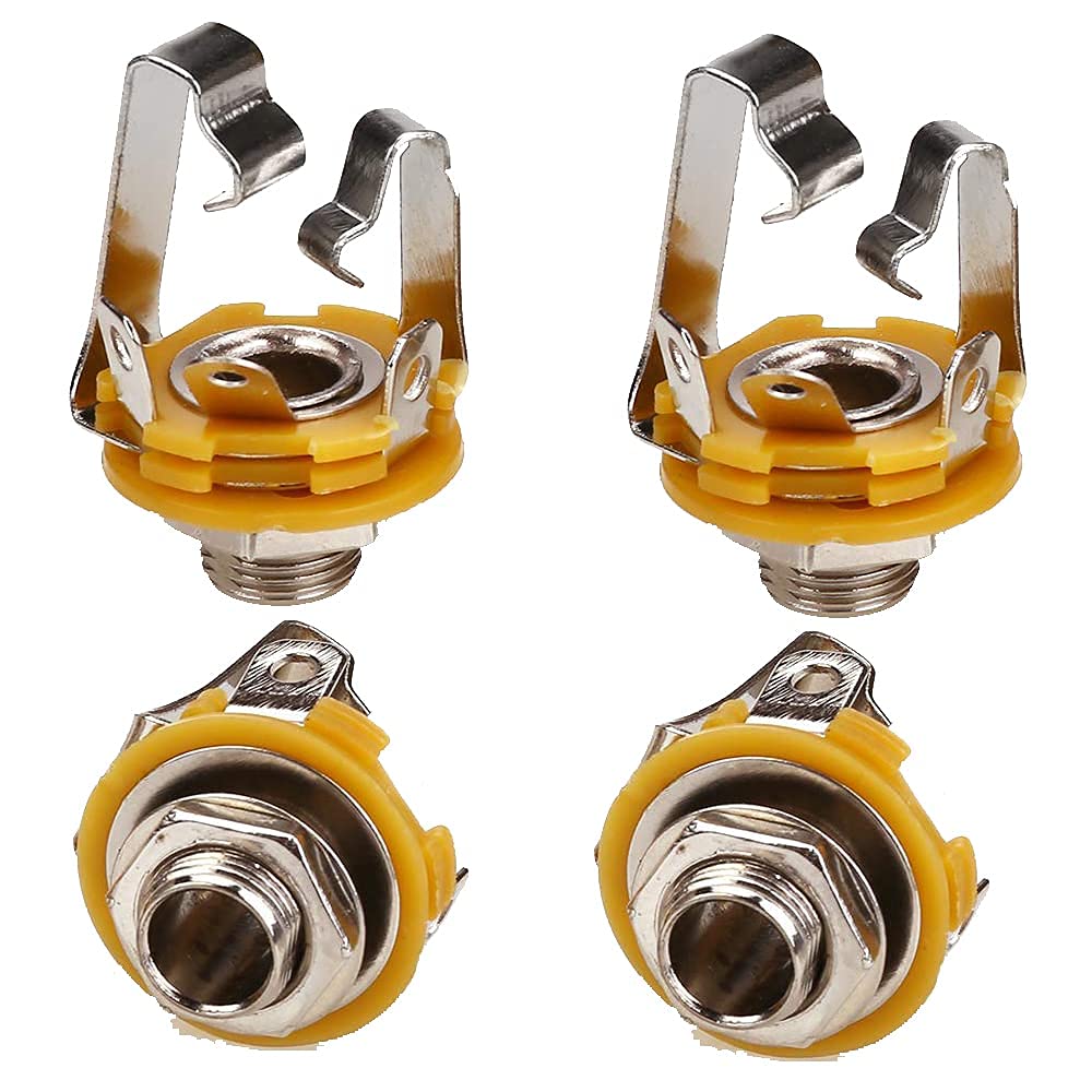 TRS Socket,Stereo 3-Conductor Input Jack, 1/4, TRS Panel Mount Socket with Washer and Nut Solder Type for Guitar Pedals Bass Fen