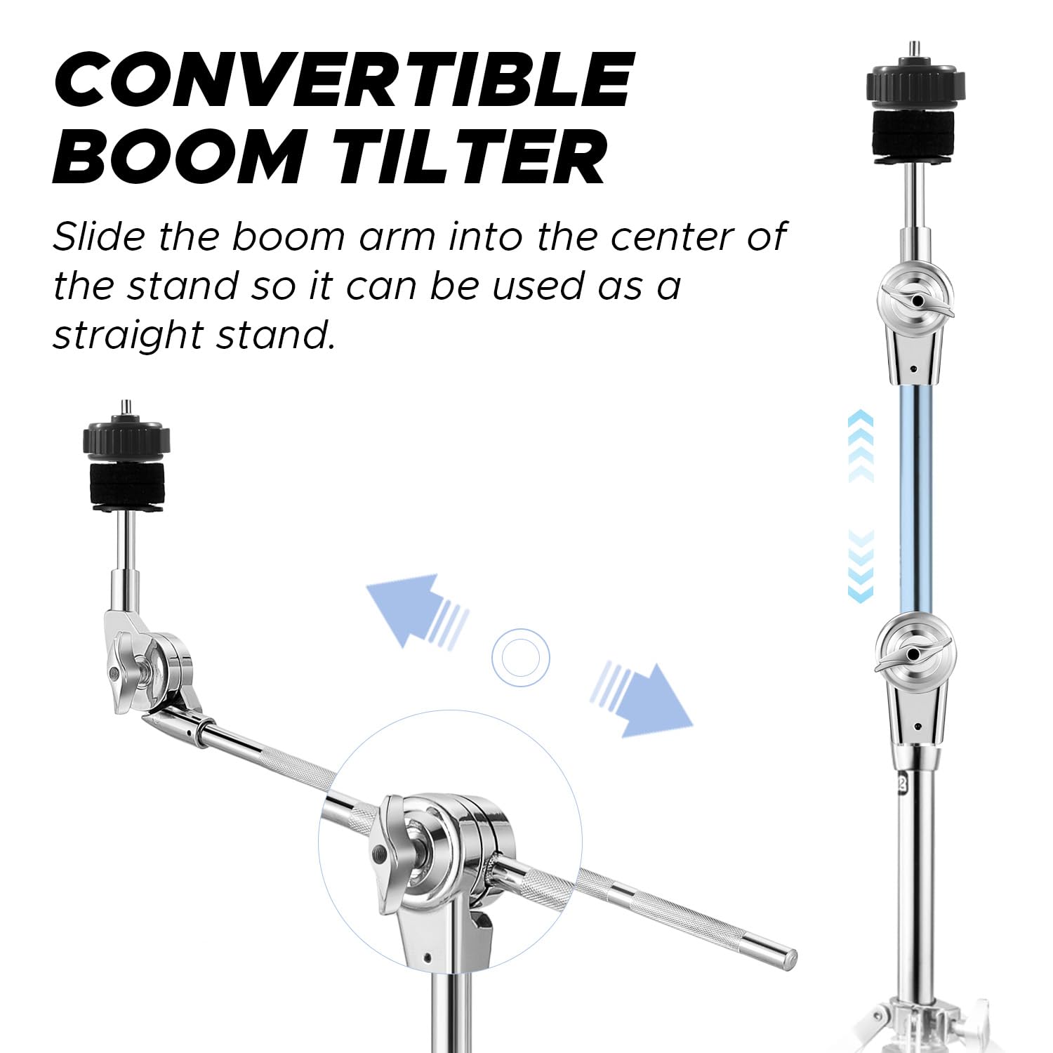 Starfavor Boom Cymbal Stand Double Braced Legs Adjustable Height 22'' 49'', Heavy Weight Stand For Sturdiness With Non Slip Rubb