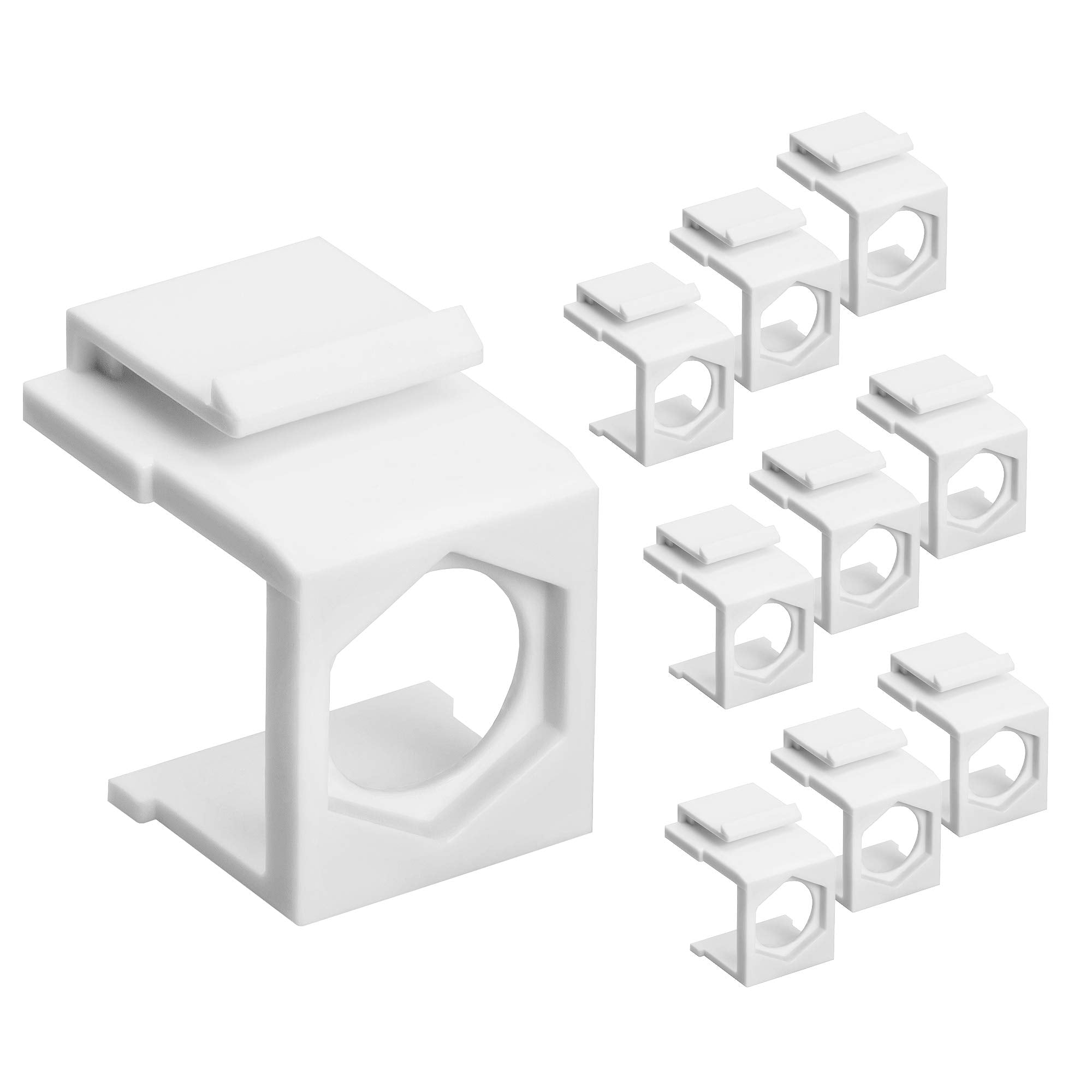 Cmple   Blank Insert Snap In F Type Coax Connector For Keystone Wallplate   10 Pack, White