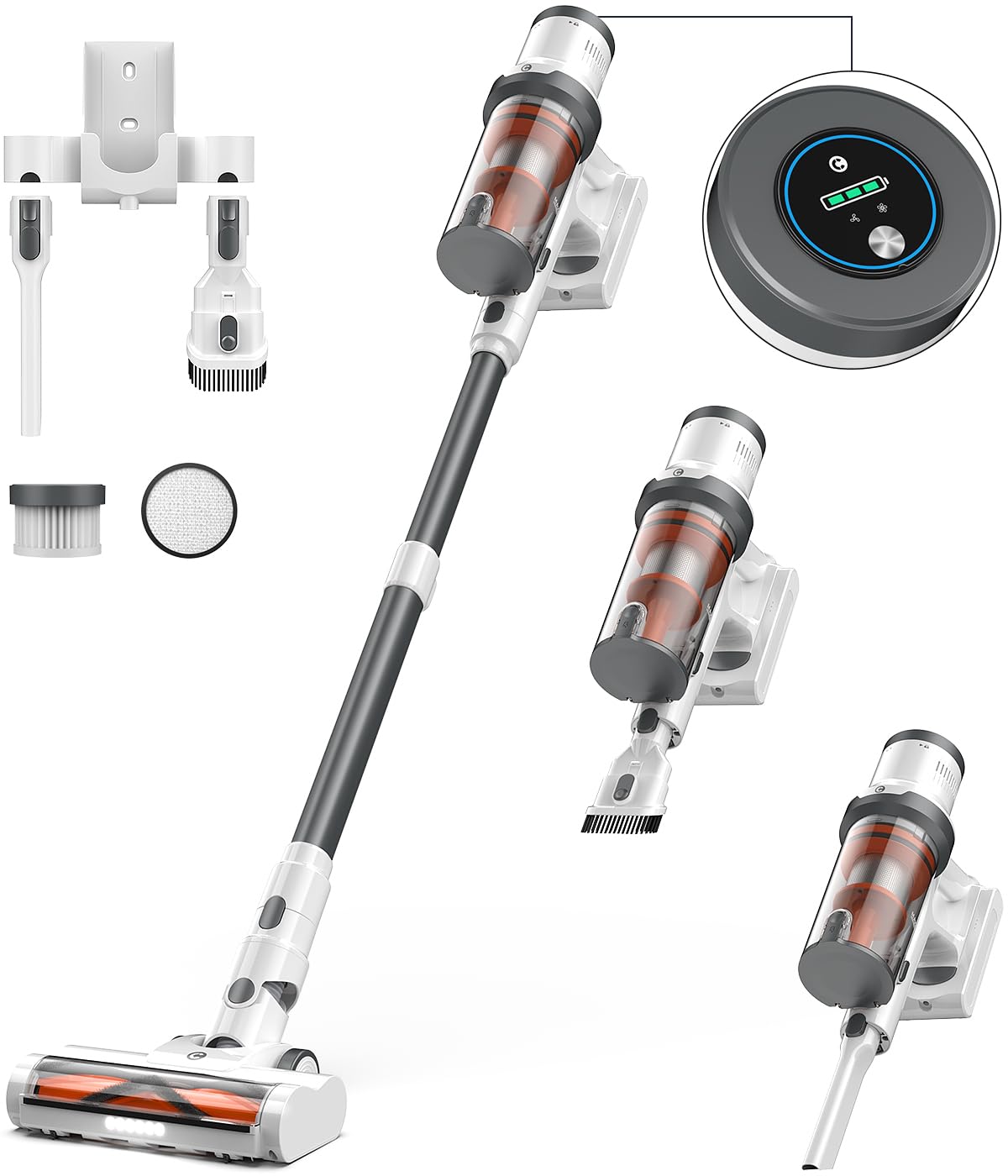 Cordless Vacuum Cleaner, 30Kpa Vacuum Cleaners For Home, Max 50 Mins Runtime, Anti Tangled Stick Vacuum, Lightweight Vacuum For