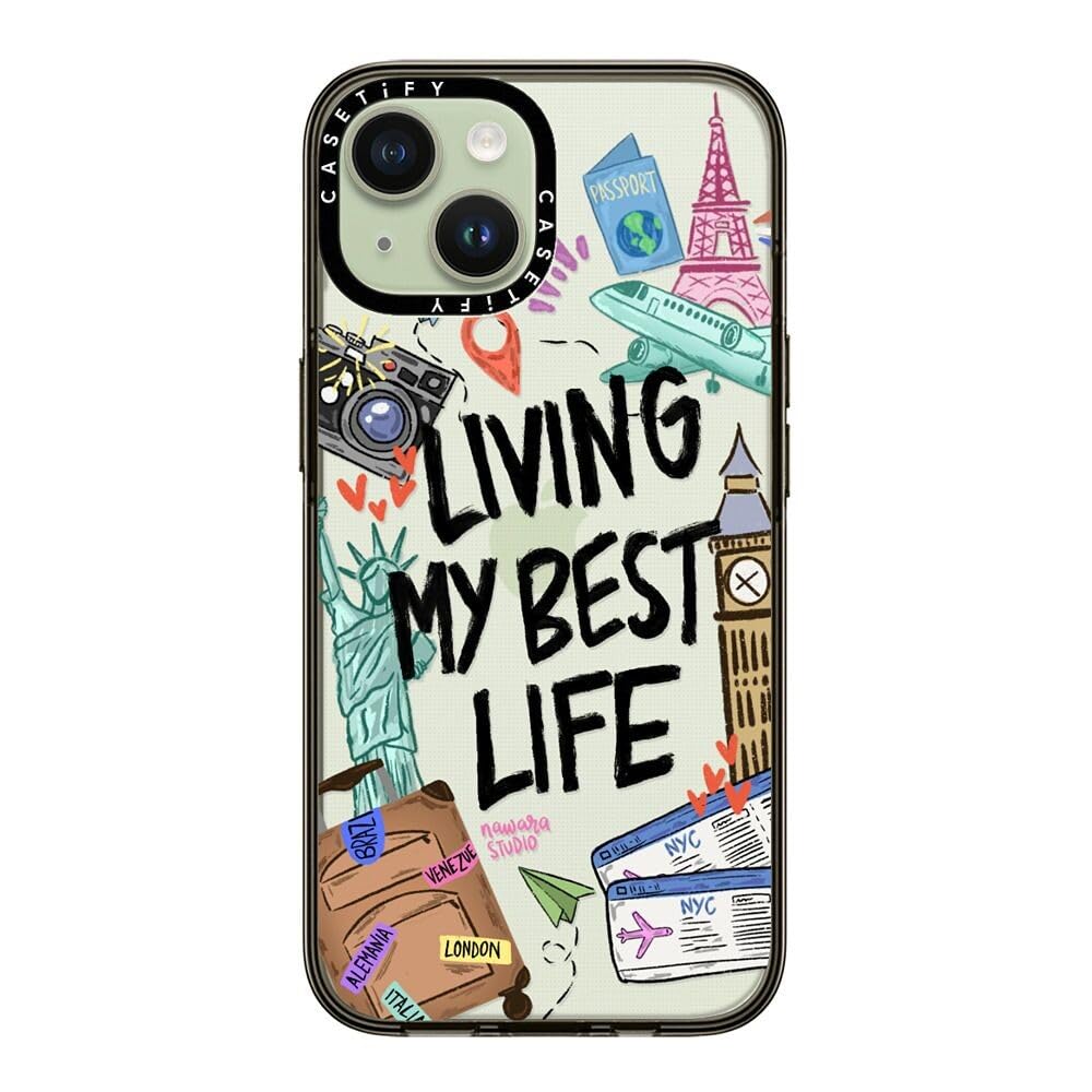 Casetify Compact Case For Iphone 15 [2X Military Grade Drop Tested / 4Ft Drop Protection]   Travel Lover By Nawara Studio   Clea