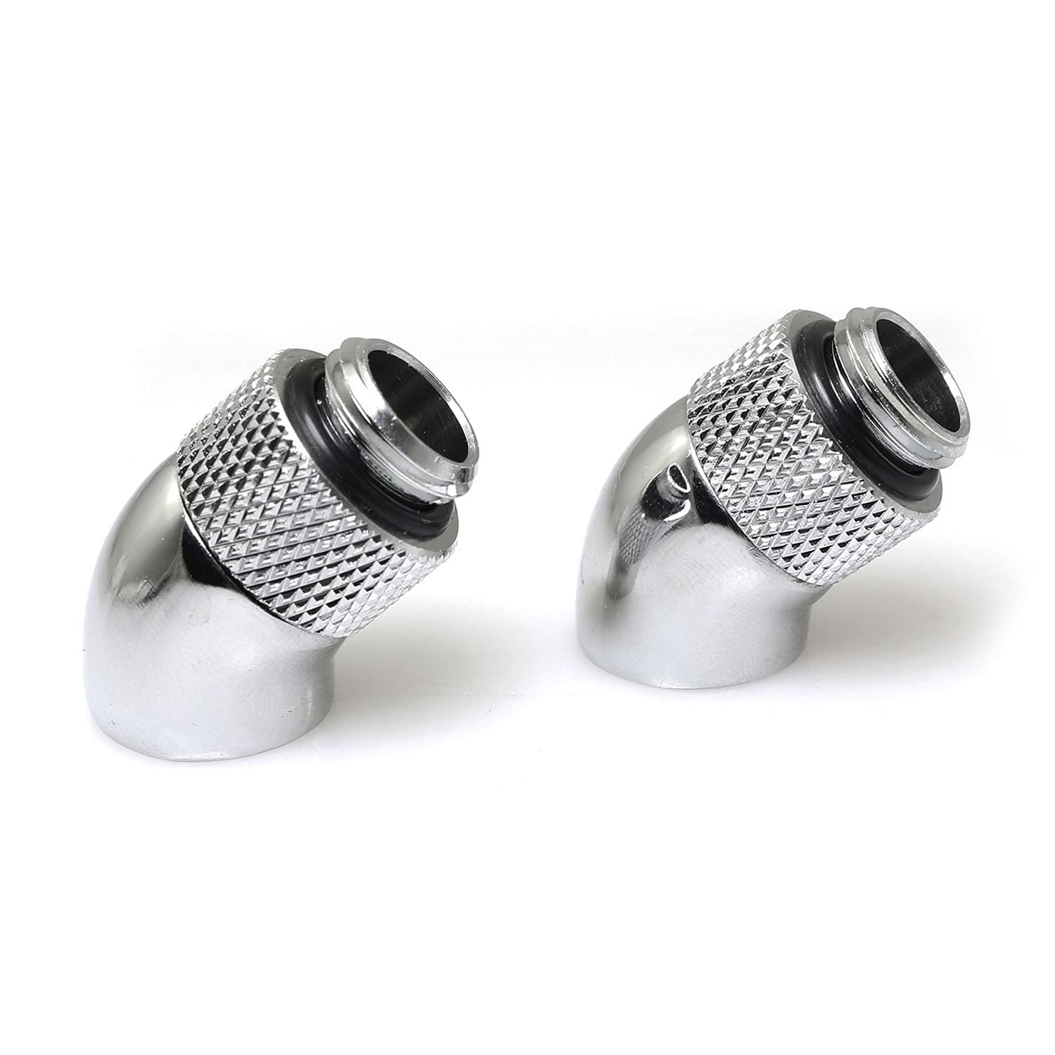 Rlecs 45 Degree Angled Elbow 2Pcs G1/4'' 45 Degree Silver Male To Female Water Cooling Rotary Adapter Connector Rotary Extender