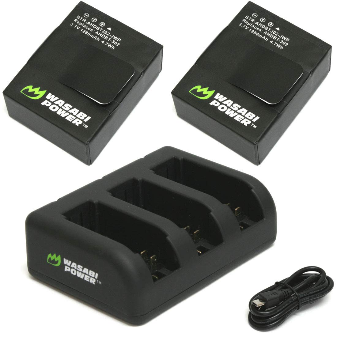 Wasabi Power Battery (2 Pack, 1280Mah) And Triple Usb Charger For Hero3, Hero3+