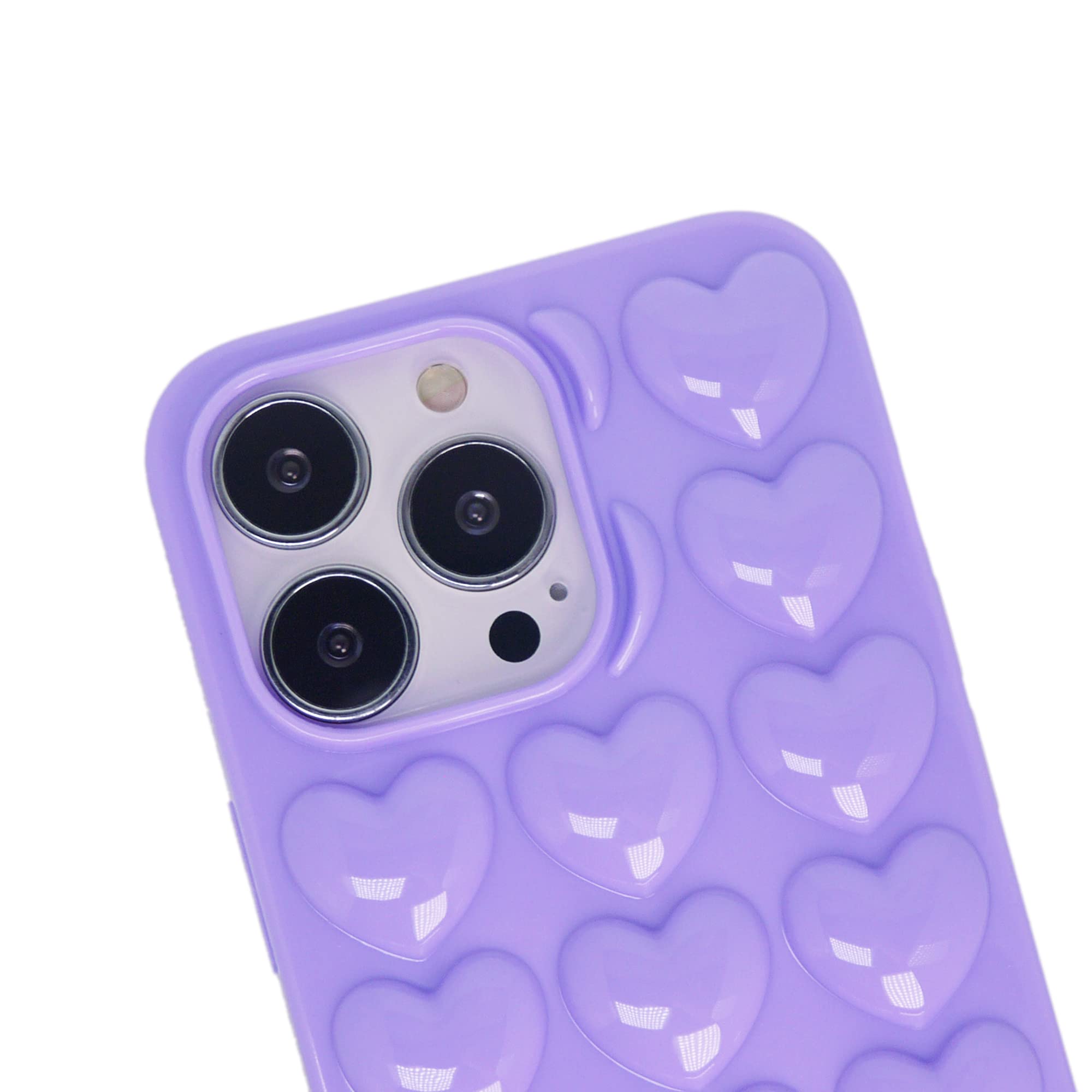 Dmaos Iphone 13 Case For Women, 3D Pop Bubble Heart Kawaii Gel Cover, Cute Girly For Iphone13 6.1 Inch - Lavender