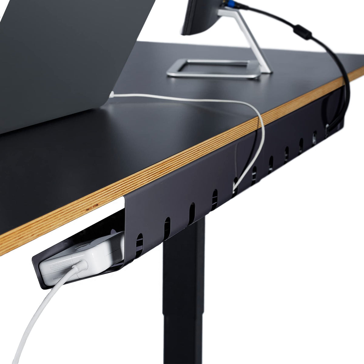 Pamo Cable Management Under Desk For Easy Mounting Under-Table I Set Of 2 - With 10X Cable Ties I Desk Organizer For Officehome 