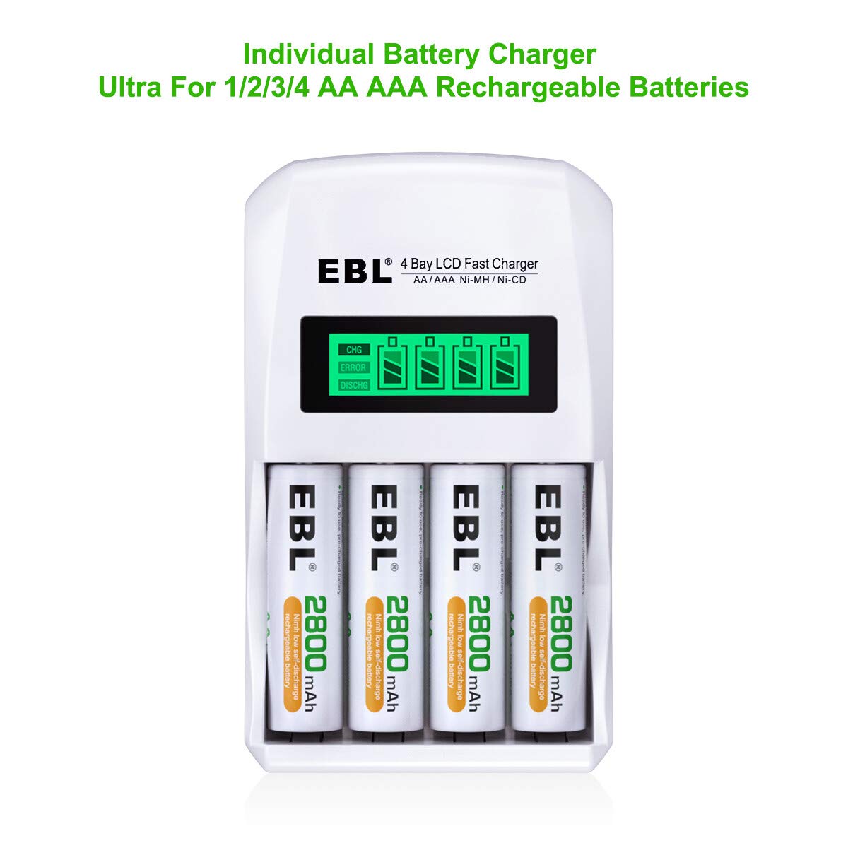 Ebl Lcd Battery Charger Smart Individual 907 Aa Aaa Rechargeable Battery Charger For Ni-Mh Ni-Cd Rechargeable Batteries