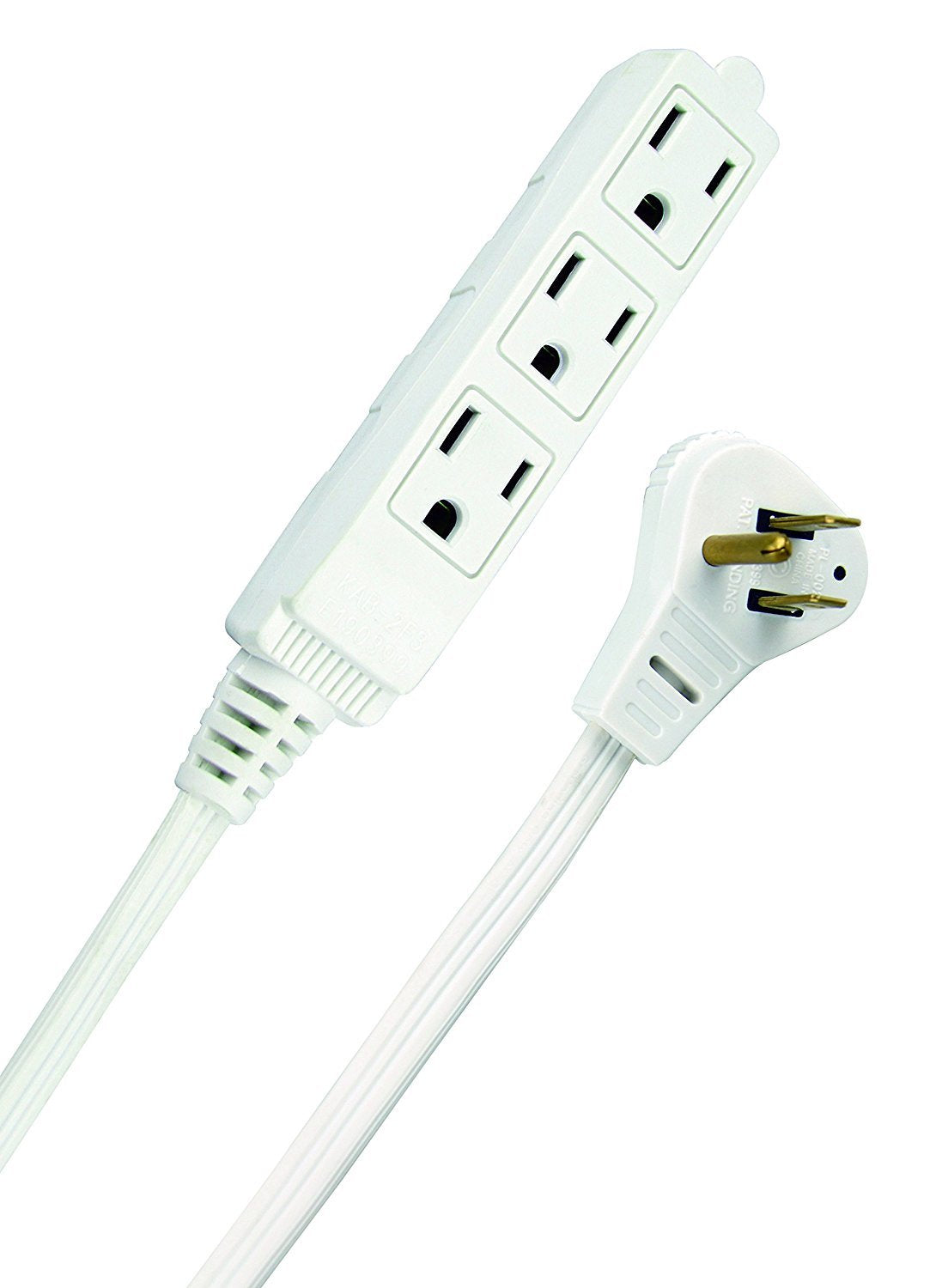 Woods Slimline 2232 Angled Flat Plug Extension Cord, Space Saving Flat Design, 3 Grounded Outlets, 13 Foot, 13 Amps, 1625 Watts,