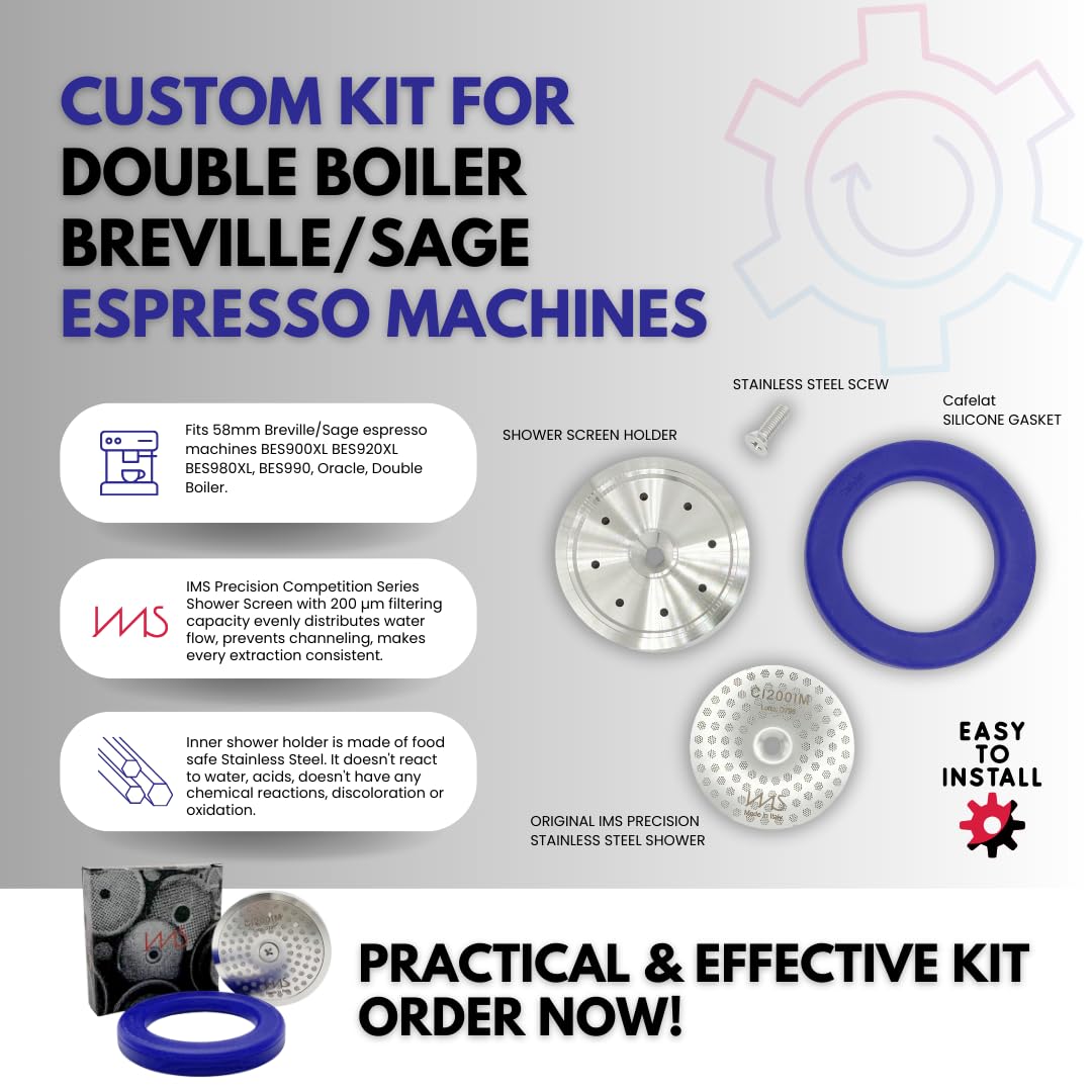 Stainless Steel Precision Kit Compatible With Double Boiler Breville/Sage. Ims Precision Screen, Stainless Shower Holder, Silico