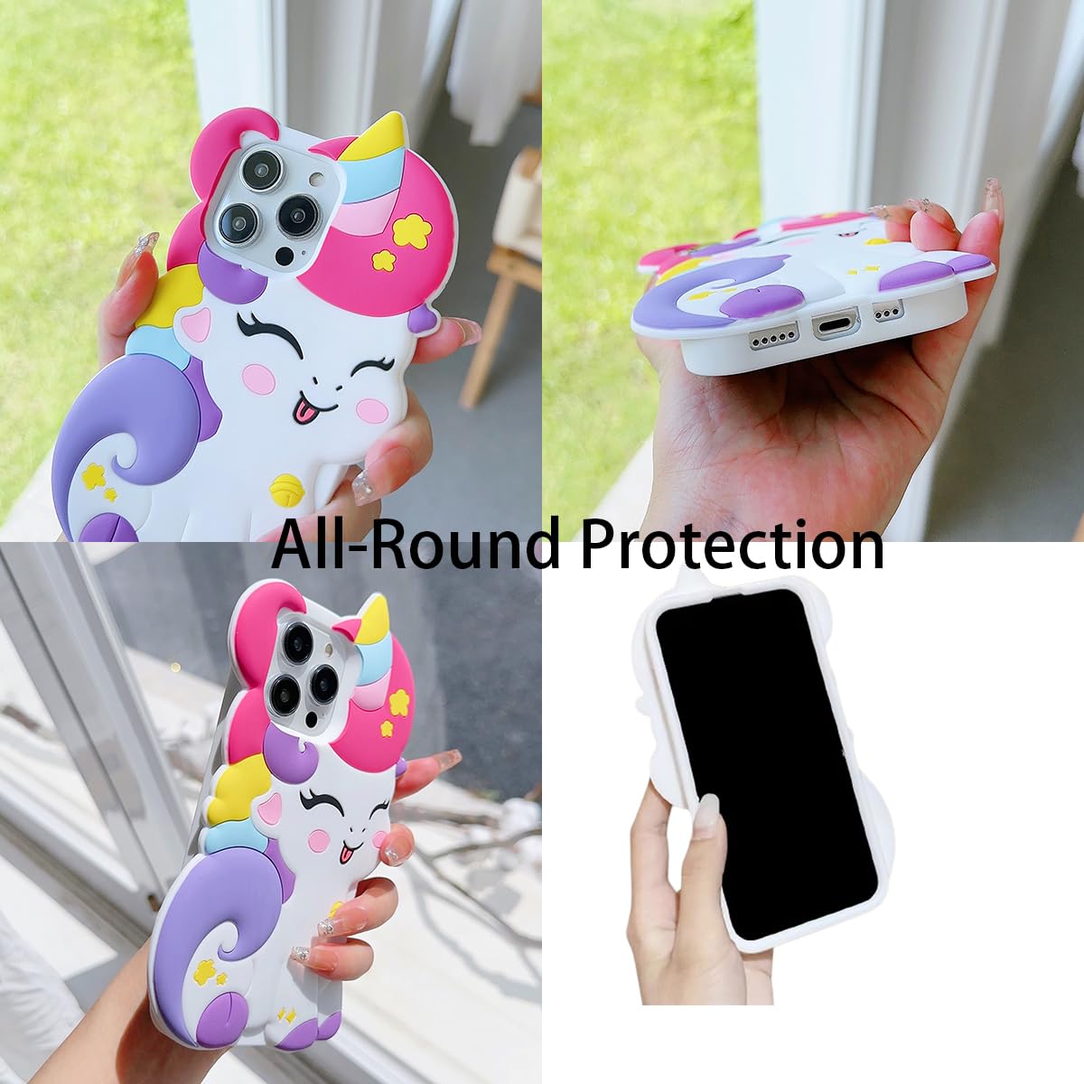 Wifantien 3D Cute Unicorn Soft Case For Iphone 14 Pro 6.1 Inch 2022,3D Cute Cartoon Kawaii Fashion Character Unicorn Horse Shape