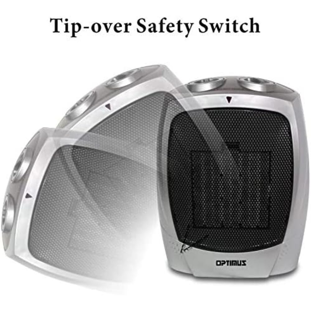 Optimus, H 7004, Silver Portable Ceramic Thermostat Heater