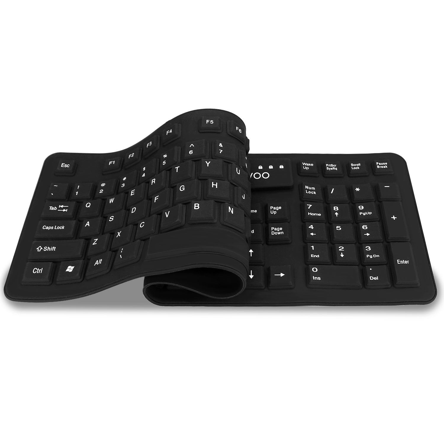 Sungwoo Foldable Silicone Keyboard Usb Wired Standard Keyboard Waterproof Rollup Keyboard For Pc Notebook Laptop, Full Size (Bla