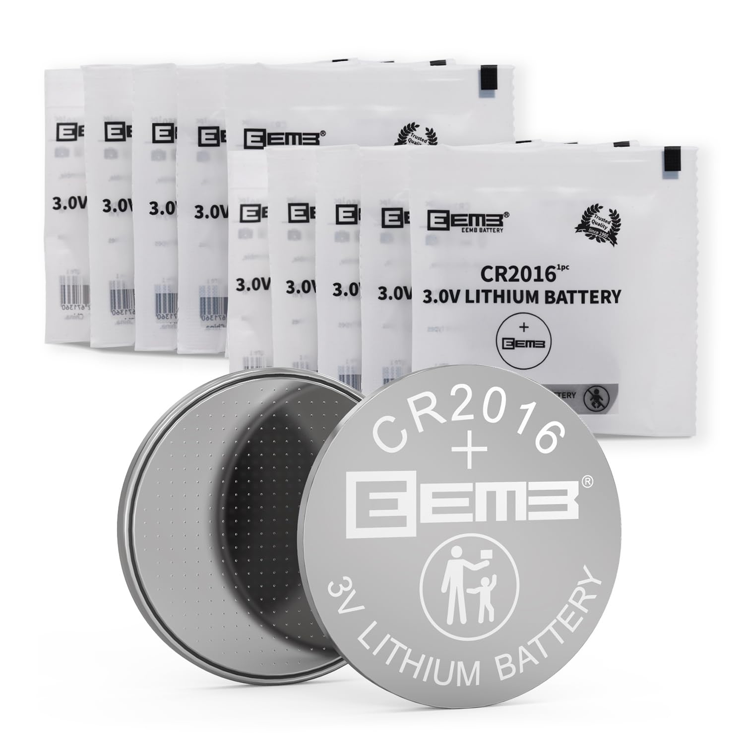 EEMB 10-Pack CR2016 Battery CR2016 3V Lithium Battery Button Coin 2016 Batteries ECR2016 DL2016 LM2016 for Watches, Calculators,
