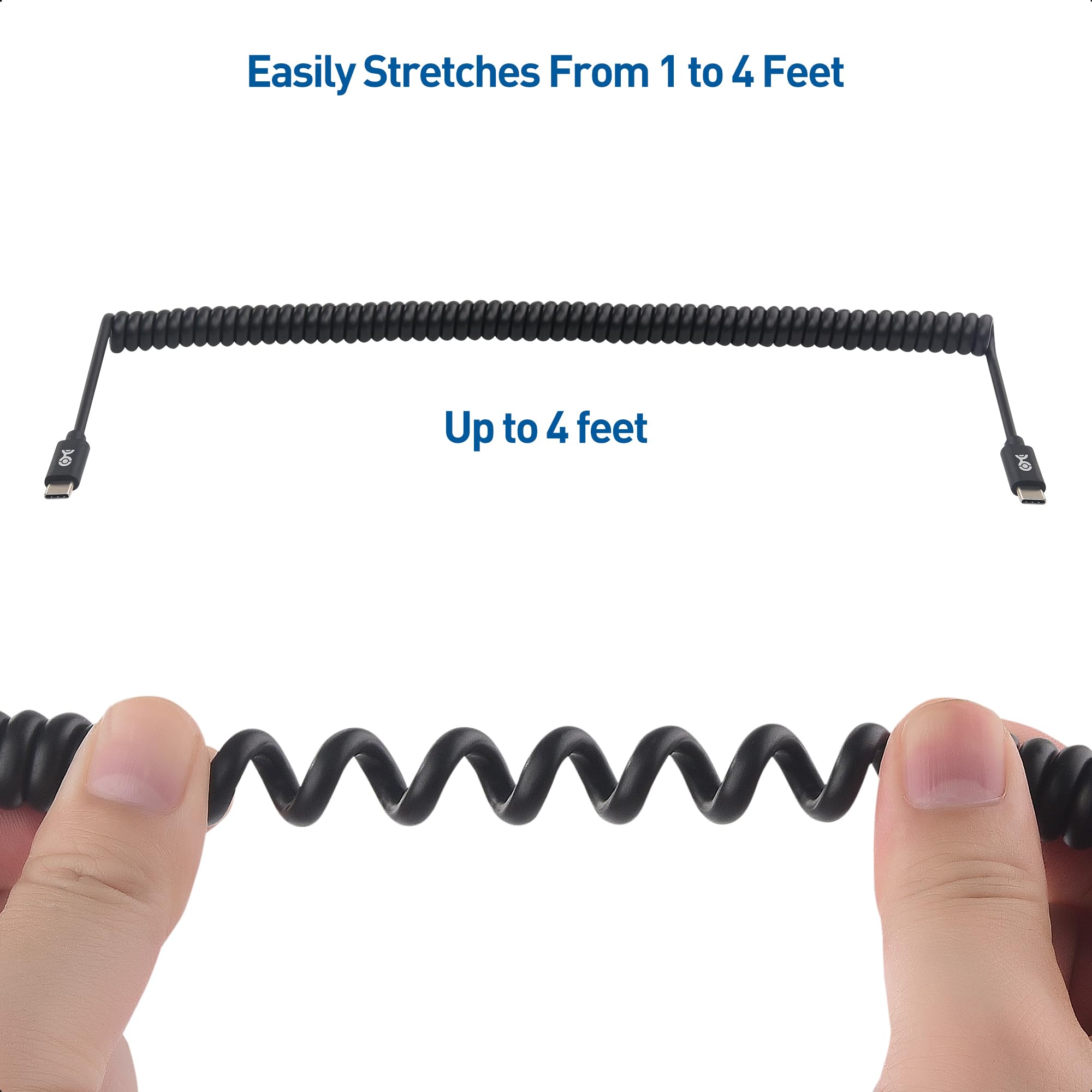 Cable Matters Coiled USB C to USB C Cable 1 4 Feet, Up to [60W Charging, 480Mbps Data Transfer] Compatible with Apple CarPlay, Android Auto, USB C Charger Cable for iPhone 16/15, Galaxy S24, iPad Pro
