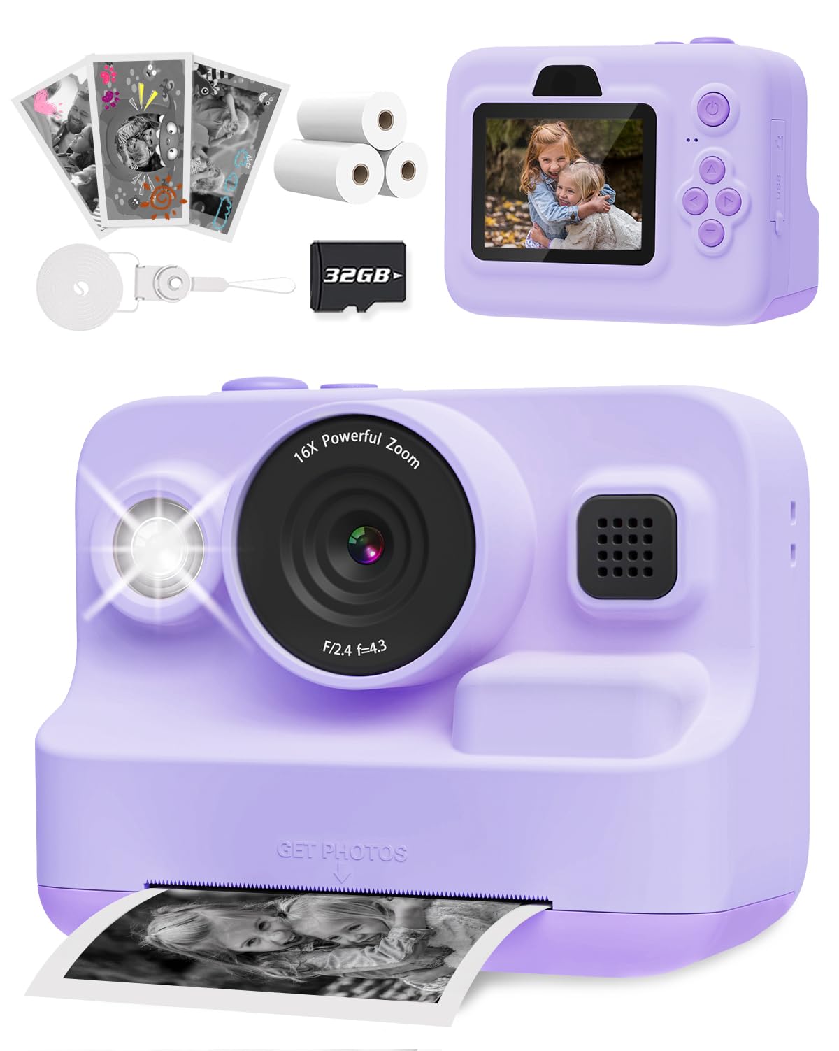 Anchioo Kids Digital Camera With 1080P Video, Ips Screen, 32Gb Sd Card   Christmas Gift, Age 3 12