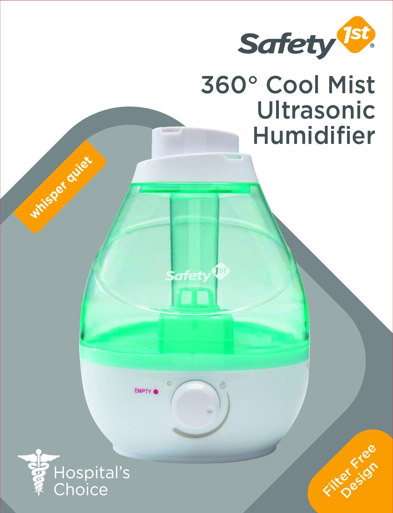 Safety 1st Ultrasonic Humidifier, 360 Degree Cool Mist, Seafoam, Model IH414, 1 Count