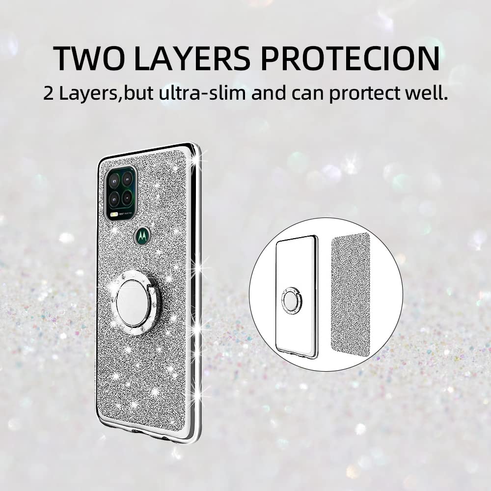 For Moto G Stylus 5G Case (2021) Cute Luxury Glitter Silicone Tpu Phone Case For Women Girls With Kickstand, Bling Diamond Rhine