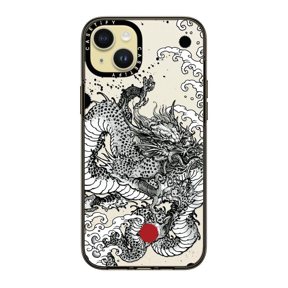 Casetify Compact Iphone 15 Plus Case [2X Military Grade Drop Tested / 4Ft Drop Protection]   Power Dragon   Clear Black