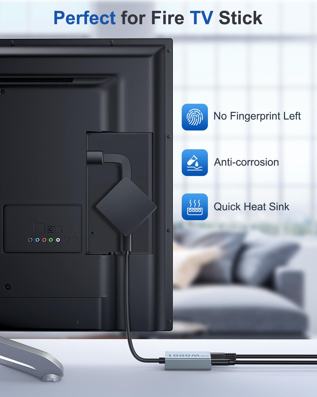 Zexmte Gigabit Ethernet Adapter For Fire Tv Stick, 1000Mbps Micro Usb To Rj45 Tv Stick Ethernet Adapter Compatible With Fire Tv