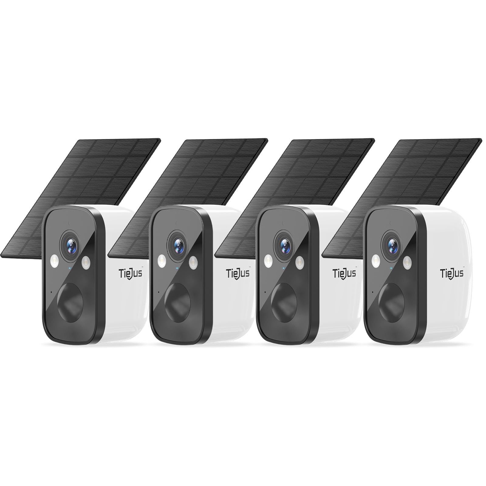 Tiejus Security Cameras Wireless Outdoor, 4 Pack Solar Powered Security Camera For Home Security With 2K Full Color Night Vision
