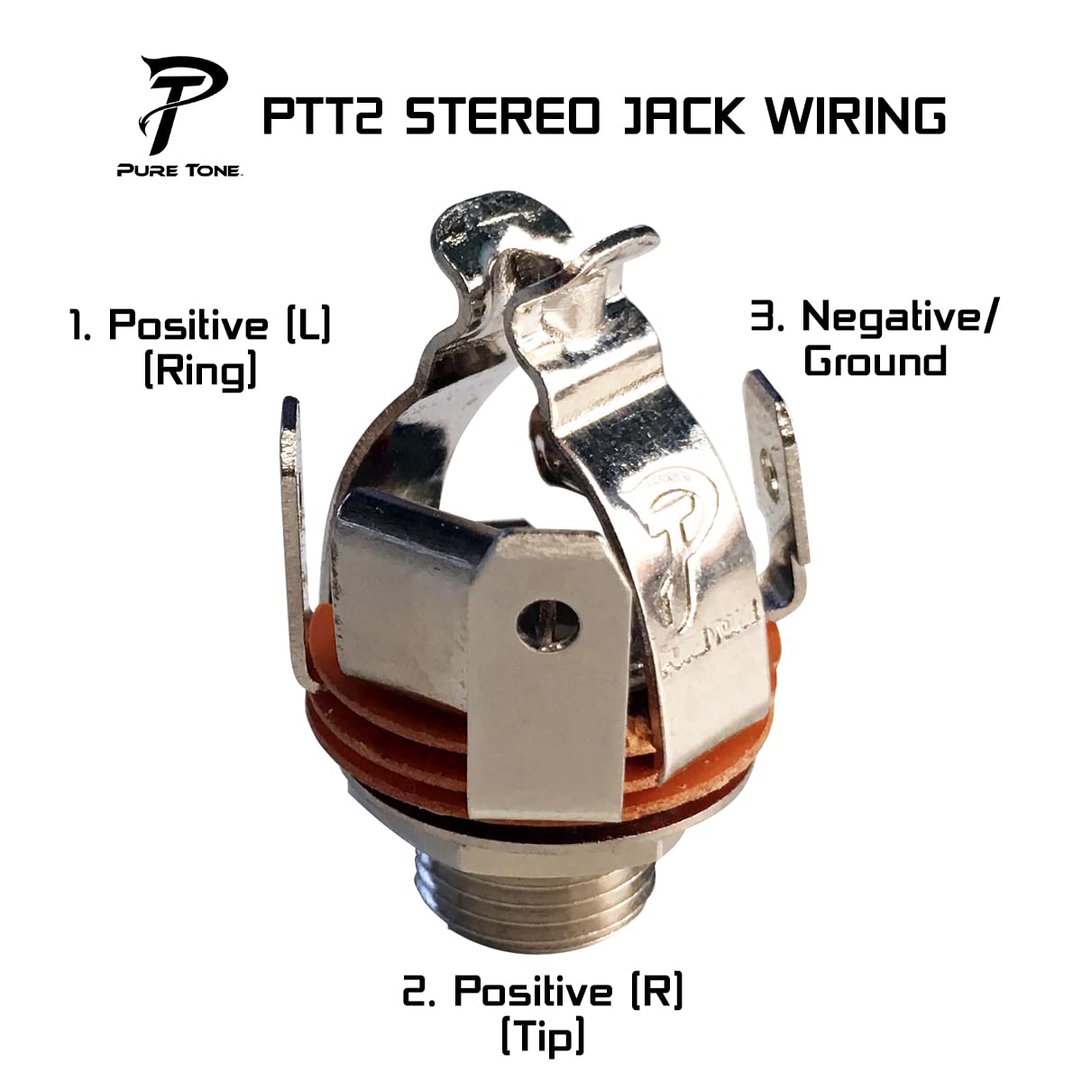 Pure Tone Multi Contact 1/4 Inch Stereo Output Jack | Black Nickel | Dual Tension Grounds & Dual Positive Tips For Optimal Signa