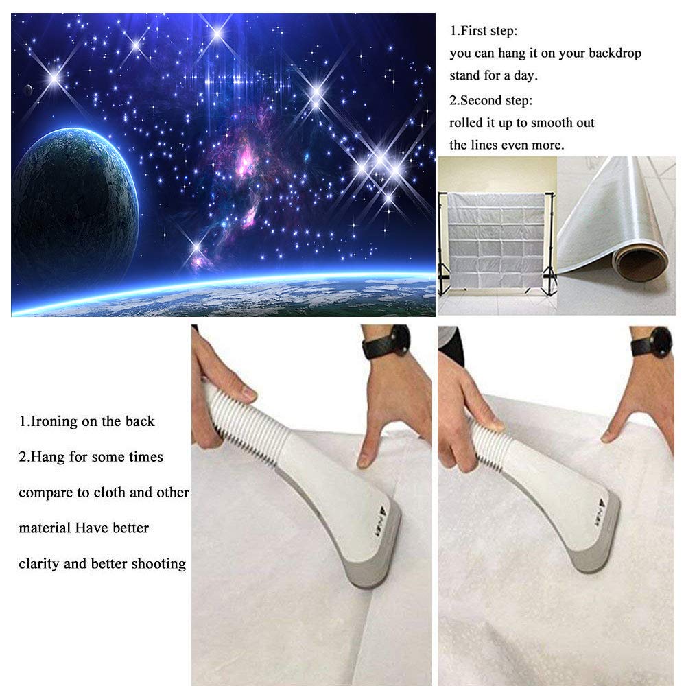 Mtmety 5X3Ft Galaxy Backdrop Stars Sky Background Dark Blue Halo Glitters Stars Purple The Earth Props Photo Studio Lxme054