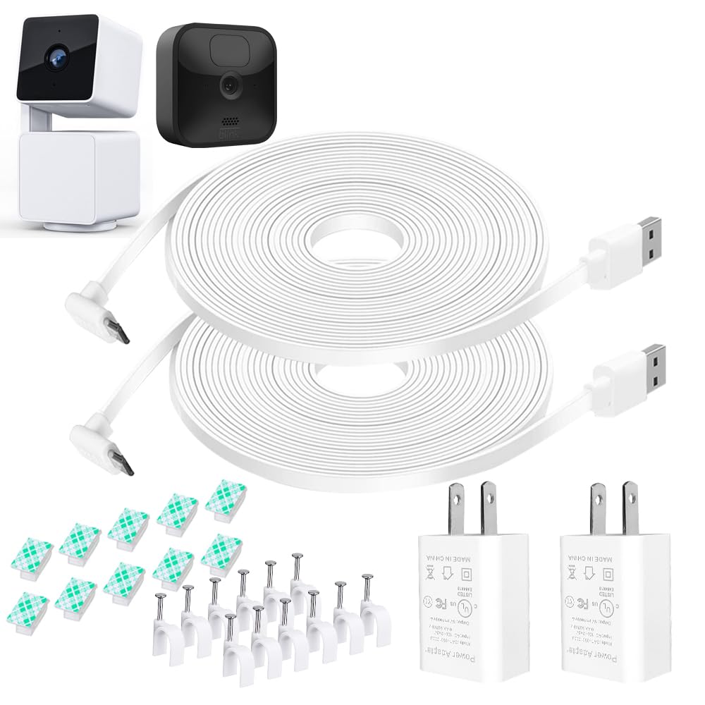 Dianmu 26Ft Power Cable And Adapter For Wyze Cam Pan V3 Indoor/Outdoor, Blink Outdoor (3Rd Gen), Weatherproof L Shaped Charging