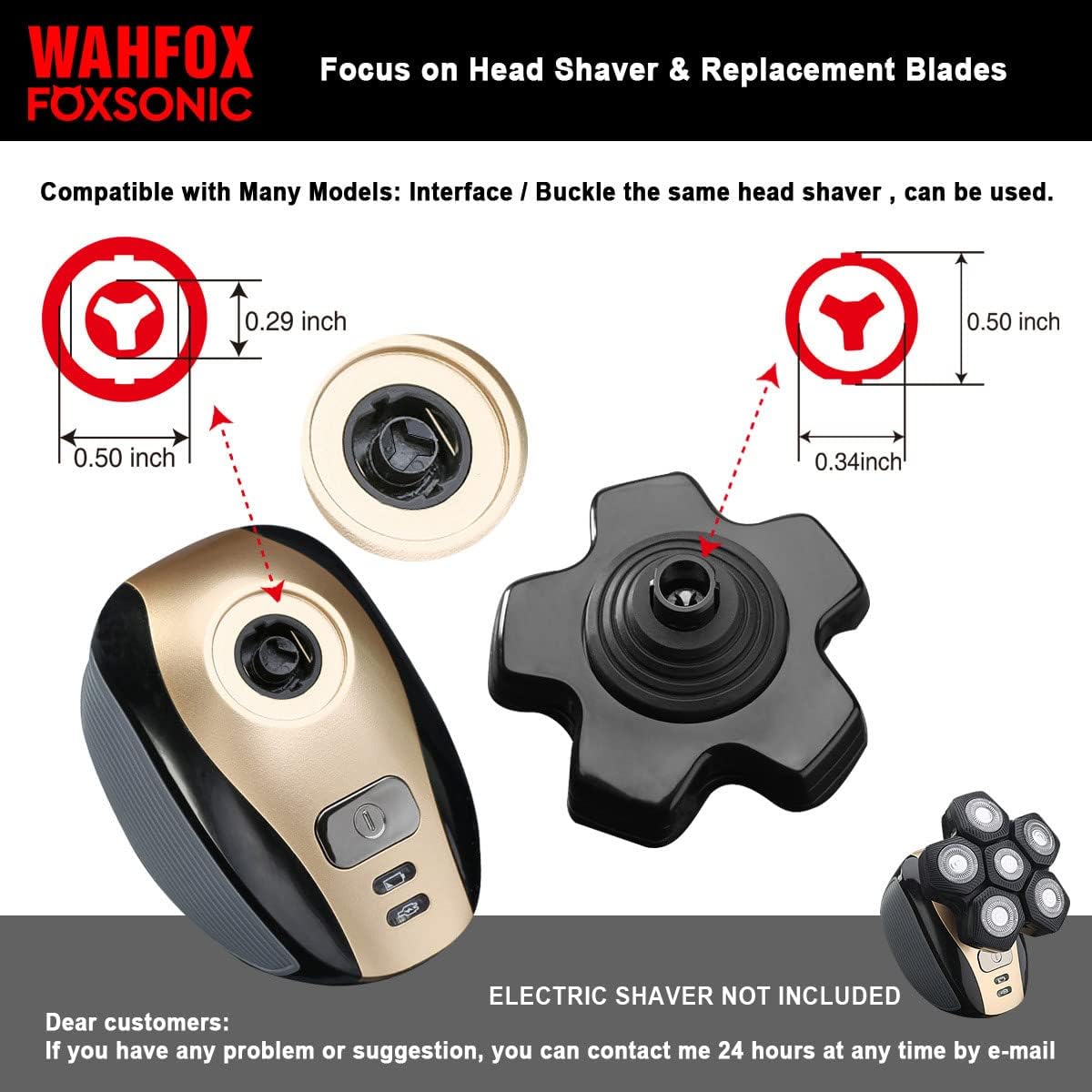 Foxsonic 6 Blades Universal Magnetic Shaver Blades For Head Shaver And Other Brands Head Shaver