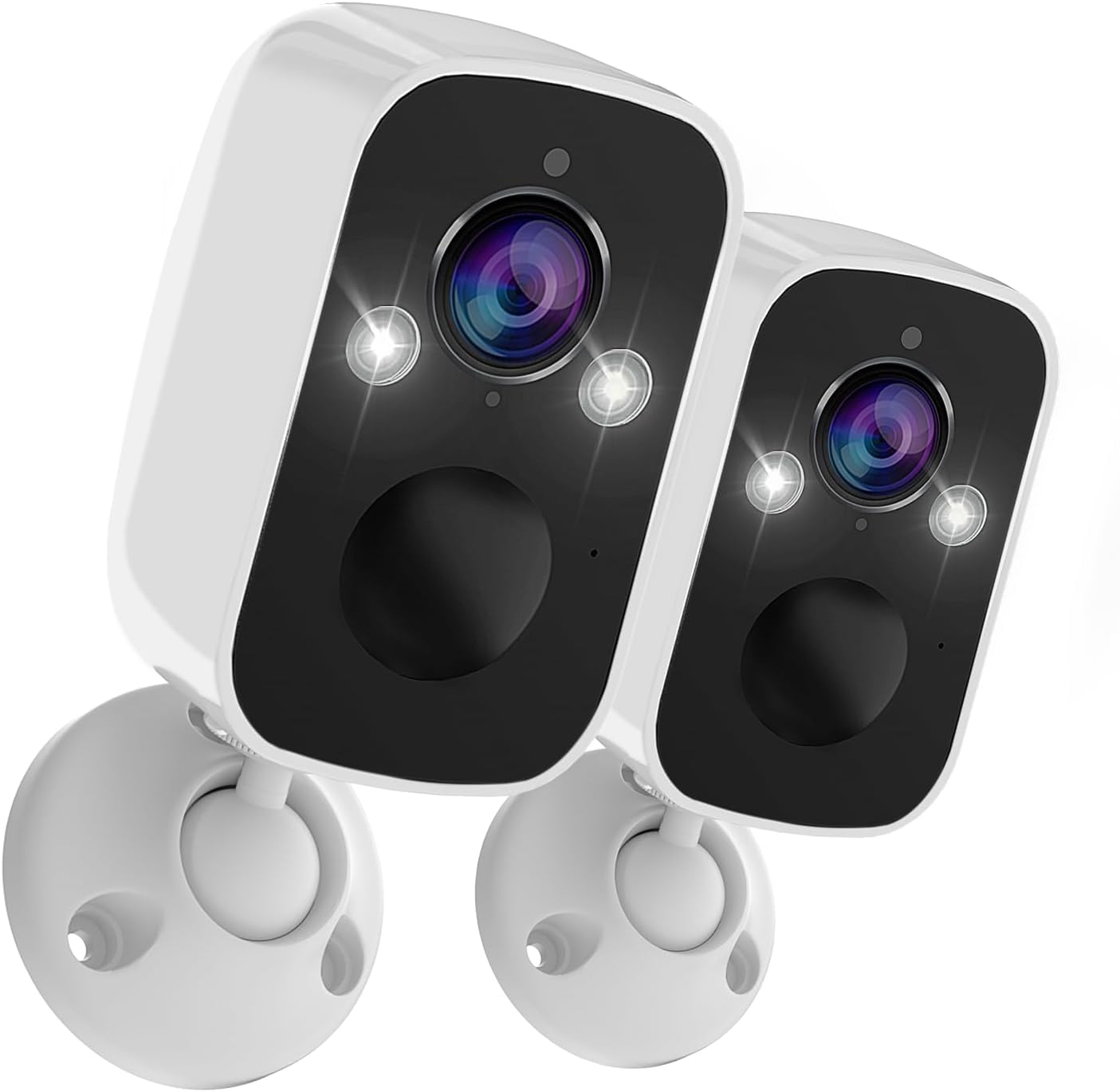 2Pack Security Cameras Wireless Outdoor, 2K Battery Wifi Surveillance Indoor Home Camera With Ai Motion Detection Spotlight Siren Alarm, Color Night Vision, 2 Way Talk, Waterproof, Cloud/Sd Storage