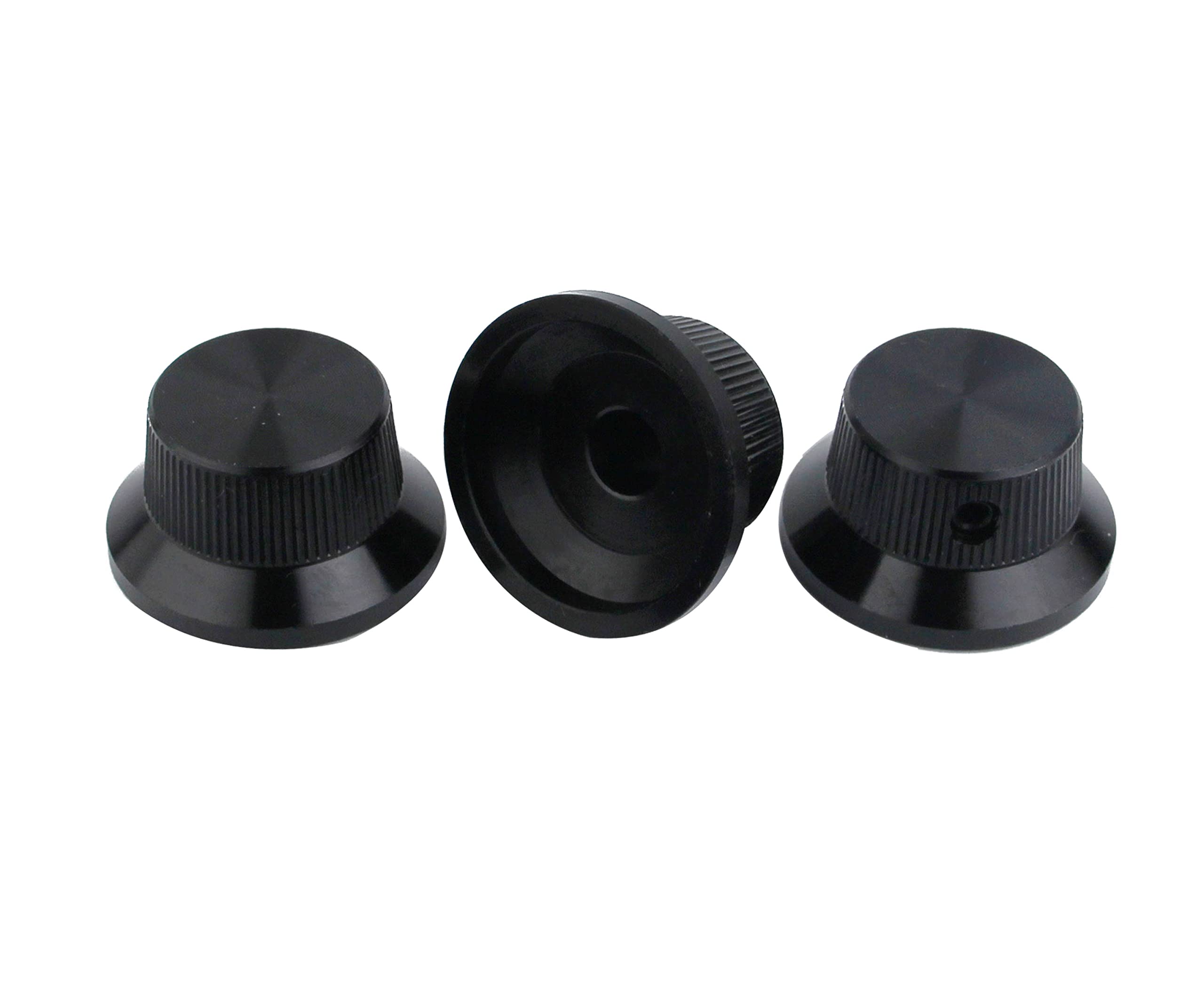 Guyker Electric Guitar Bass Control Potentiometer Knobs, Aluminum Alloy Hat Top Metal Volume Knob Replacement Parts (3 Piece, Bl