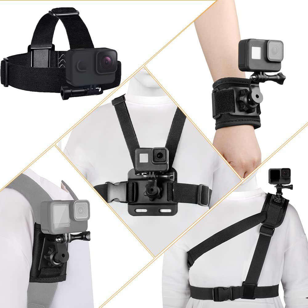 Taisioner Gopro Accessories Kit For Gopro Hero 12/11/10/9/8/7/6/5/4,Chest Strap Harness, Backpack Strap,Shoulder Strap,Wrist Strap,Head Strap Mount