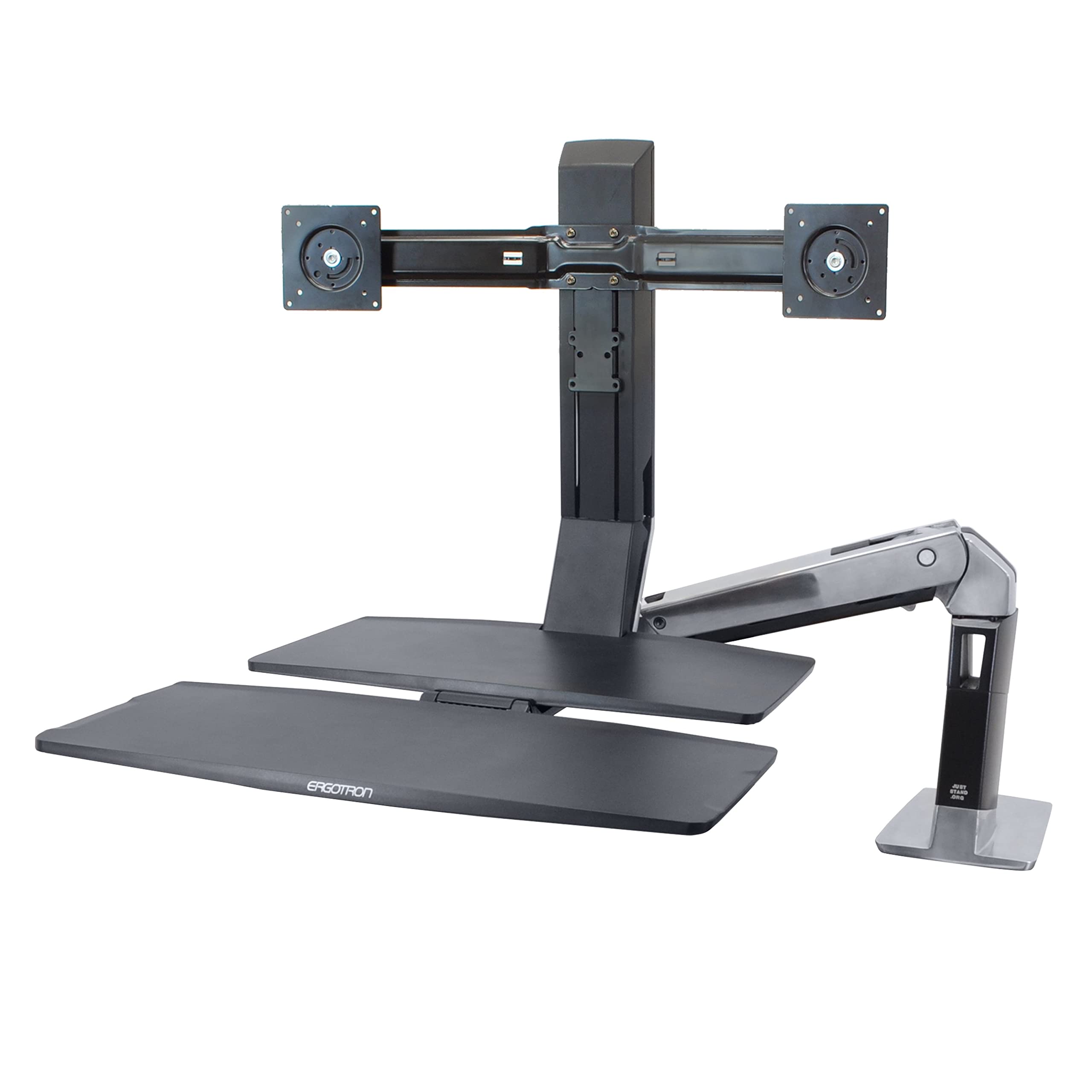 Ergotron � WorkFit A Dual Monitor Standing Desk Converter, Sit Stand Workstation for Tabletops � Level Keyboard Tray