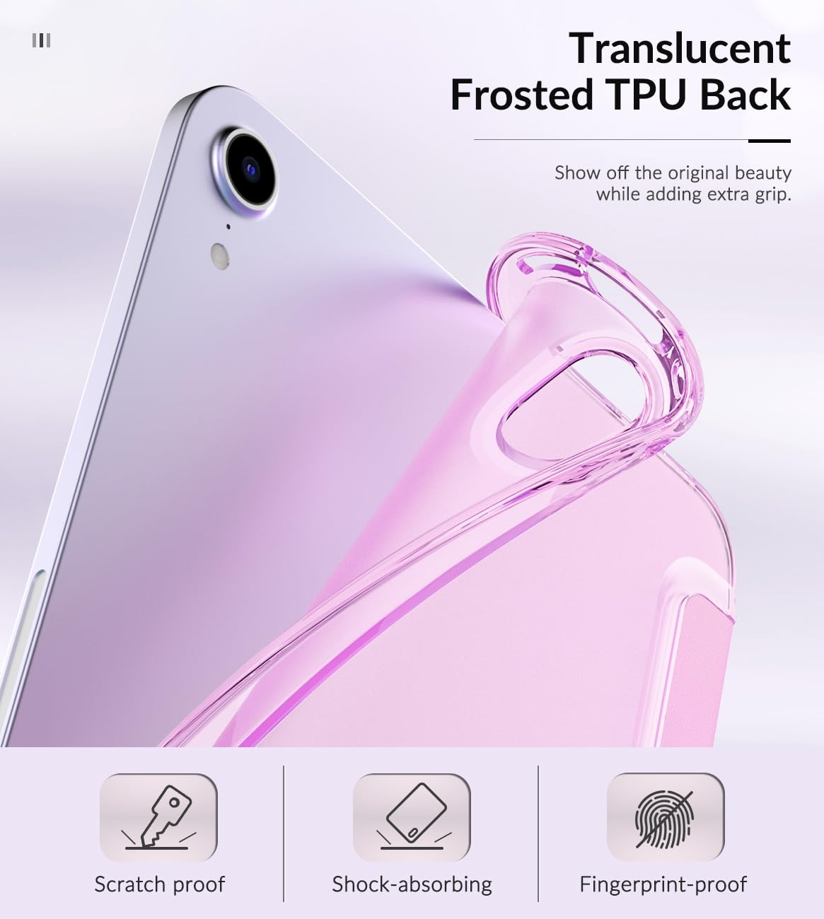 MoKo iPad Mini 7 Case (2024) & Mini 6 Case (2021) - Soft TPU Frosted Back Cover, 8.3 - Nosegay Pink