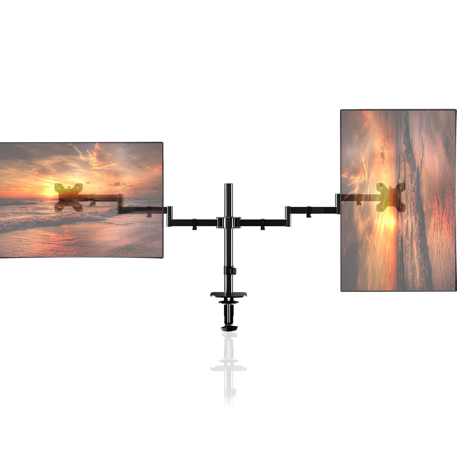 Pholiten Dual Monitor Stand For 13 32Inch Screen,Extra Long Monitor Arm Desk Mount,Fully Adjustable 27.95 Inch Monitor Arm,Each 