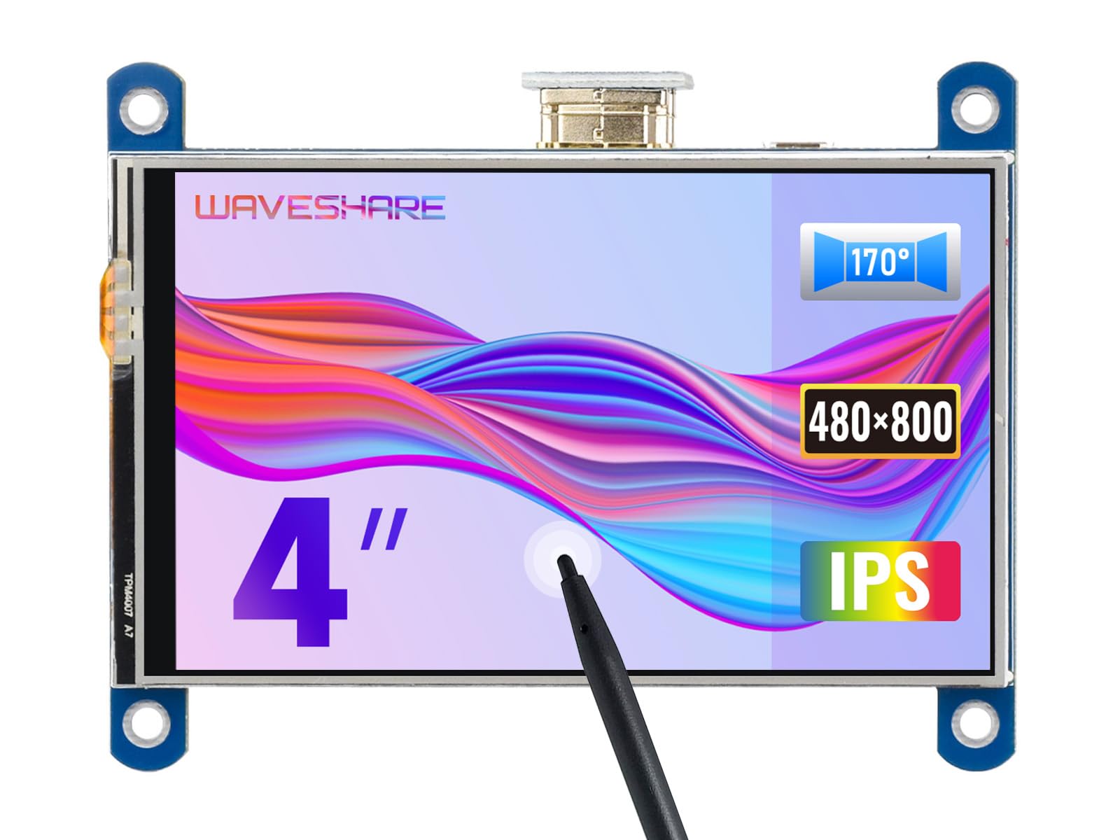 Waveshare 4 Inch Hdmi Lcd 800X480 Resolution Ips Display Resistive Touch Screen For Raspberry Pi 4B/3B+/3B/2B/B+/A+/Zero W,Suppo