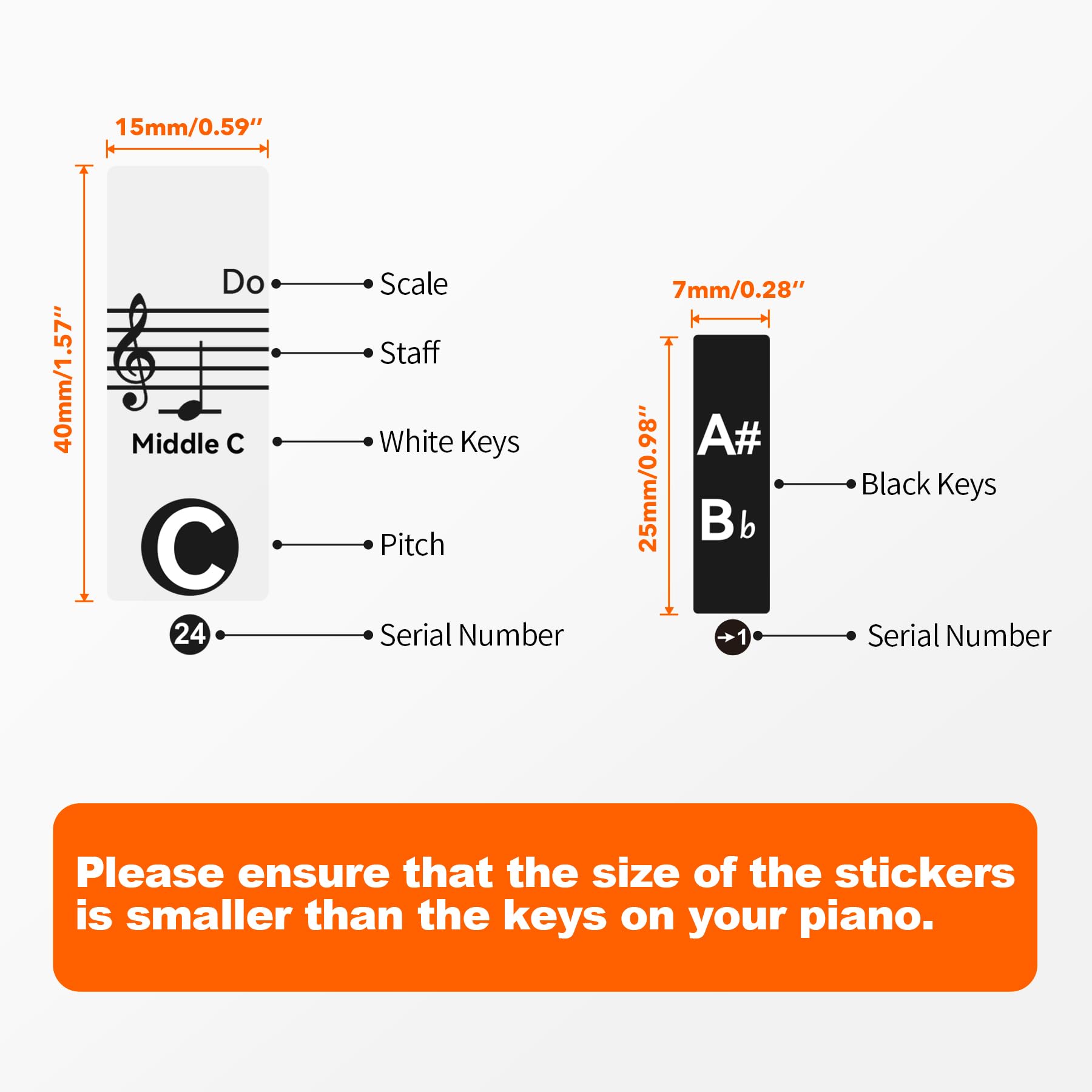 Runzoos Piano Key Stickers For 88/76/61/54/49 Keys, Removable Piano Stickers For Beginners, Piano Keyboard Stickers For Kids, Ke