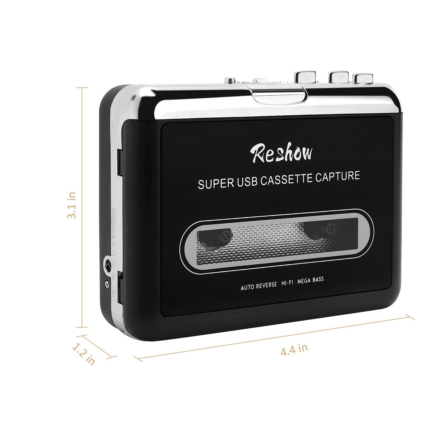 Reshow Cassette Player � Portable Tape Player Captures Mp3 Audio Music Via Usb � Compatible With Laptops And Personal Computers � Convert Walkman Tape Cassettes To Ipod Format (Black)