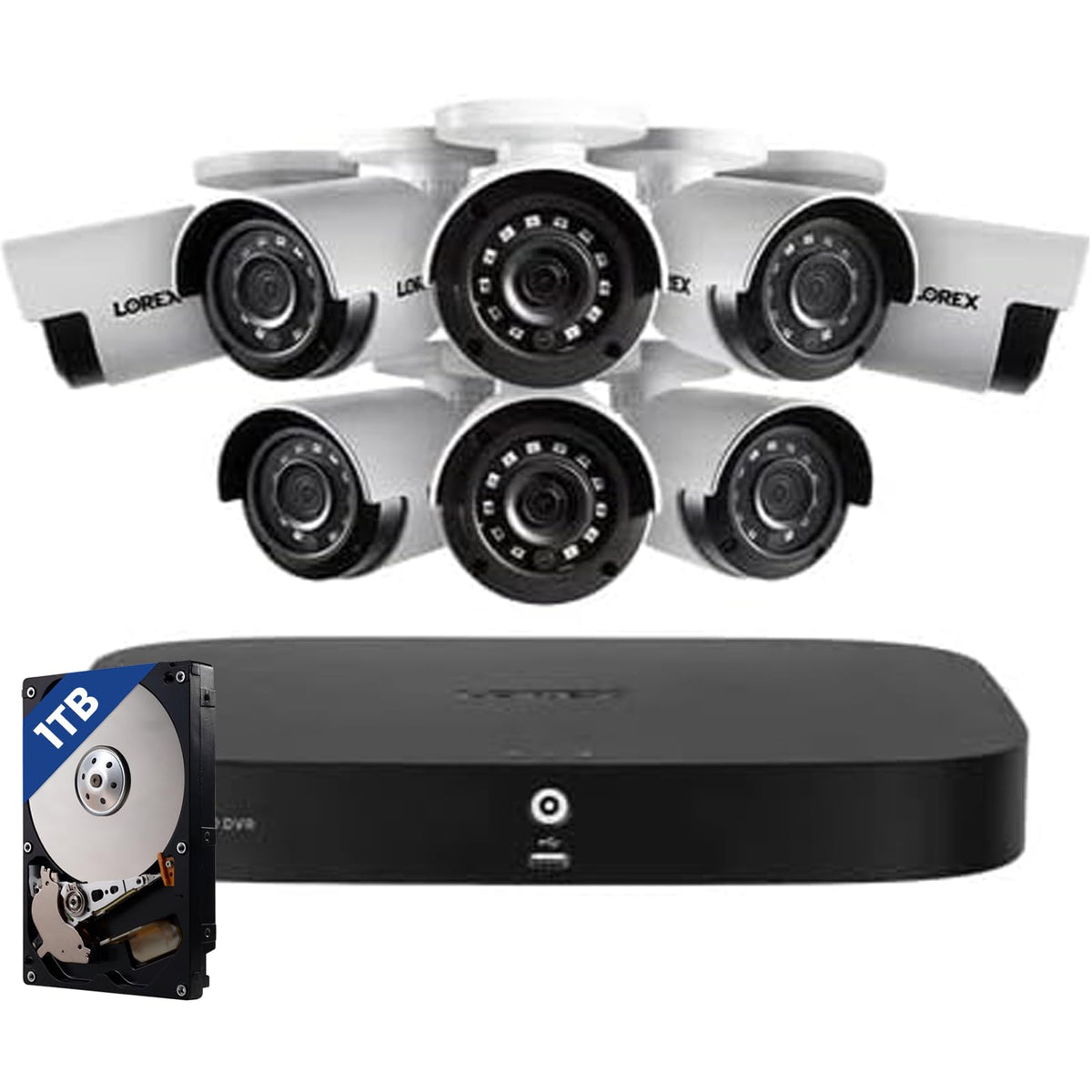 Lorex Fusion Security Camera System W/ 1Tb Dvr - 8 Channel Wired Home Security System W/ 8 Metal Hd Analog Cameras - Smart Motio