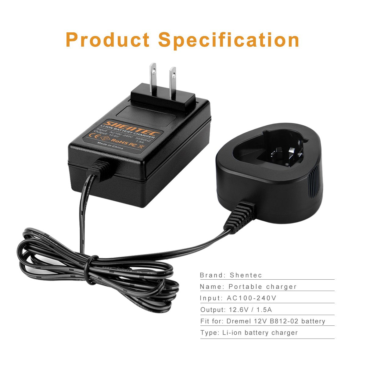 Shentec 12V Li Ion Battery Charger Compatible With Dremel 12V 8200 8220 8300 B812 02 B812 03 Battery(Not For Ni Mh/Ni Cd Battery