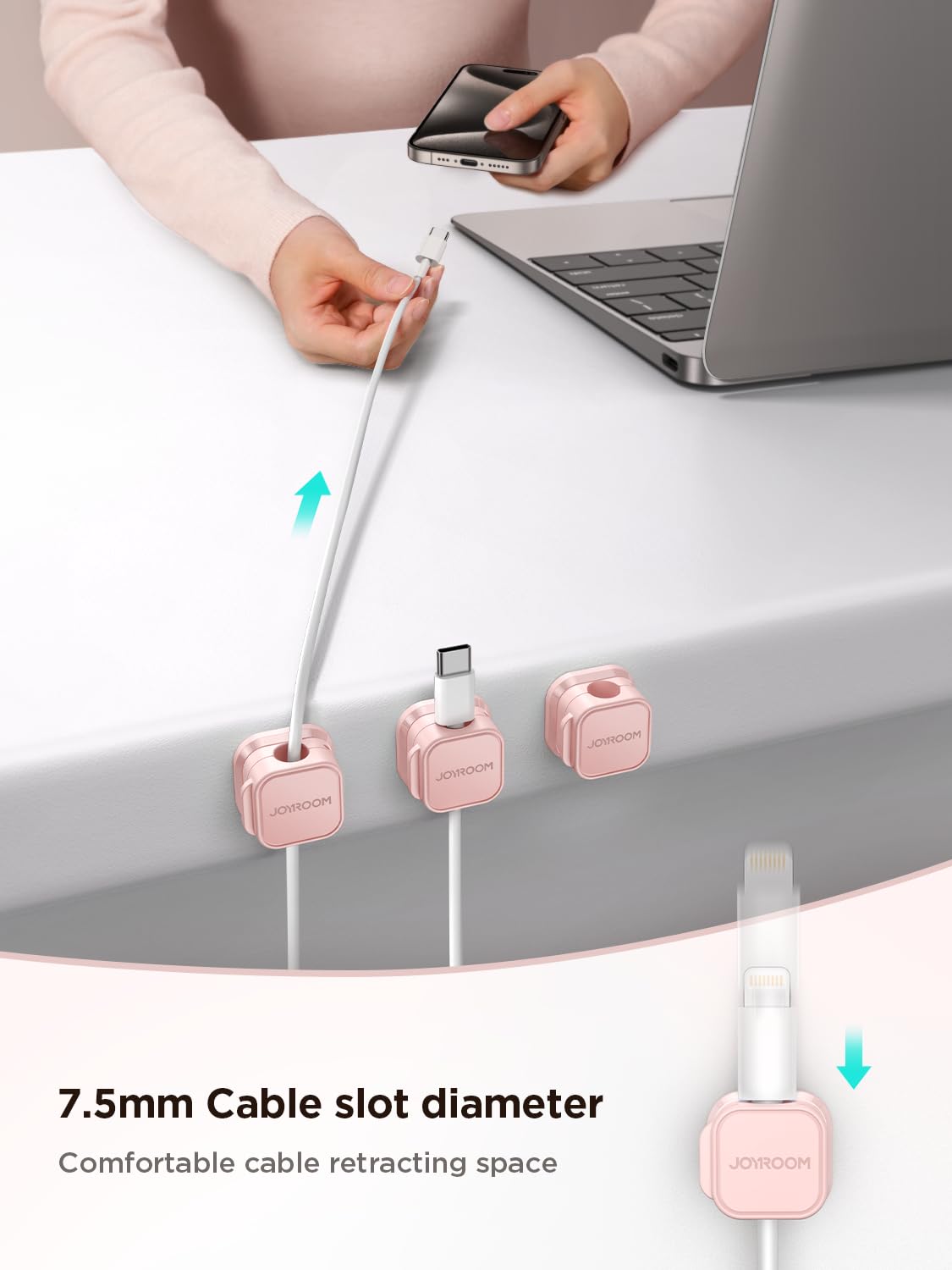 6 Pack Magnetic Cable Organizer, Adhesive Desk Cord Management, [Cable Smooth Adjustable] Wire Holder Keeper Charging Cable Clip