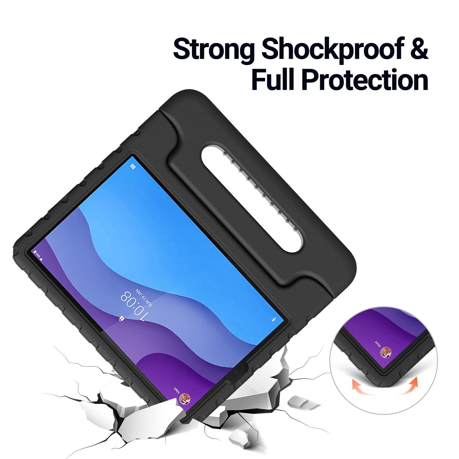 Simpleway Case Kids For Lenovo Tab M10 Hd (2Nd Gen) 10.1  2020 Case Model Tb-X306X/Tb-X306F,Shockproof Lightweight Handle Stand