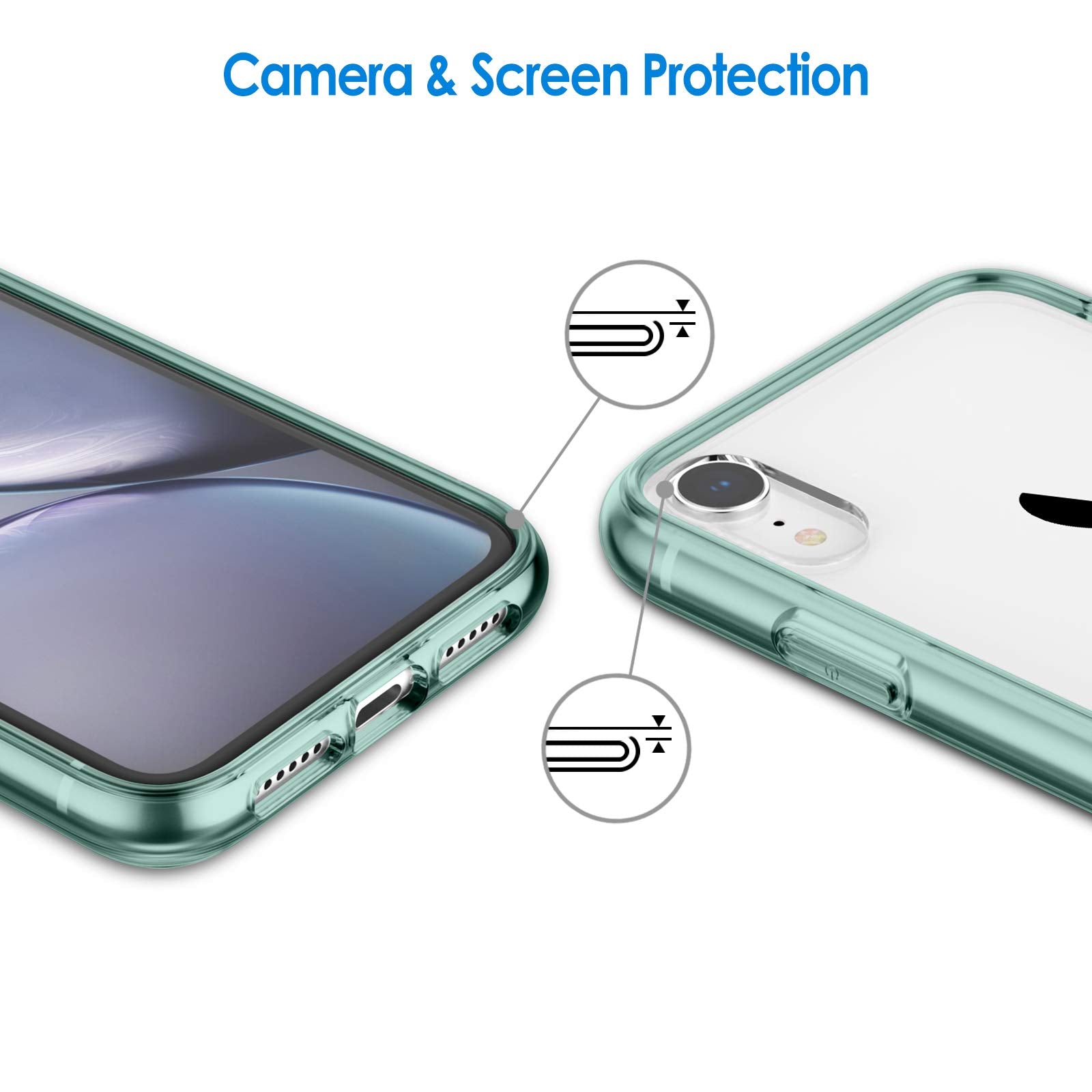 Jetech Case For Iphone Xr 6.1-Inch, Non-Yellowing Shockproof Phone Bumper Cover, Anti-Scratch Clear Back (Midnight Green)