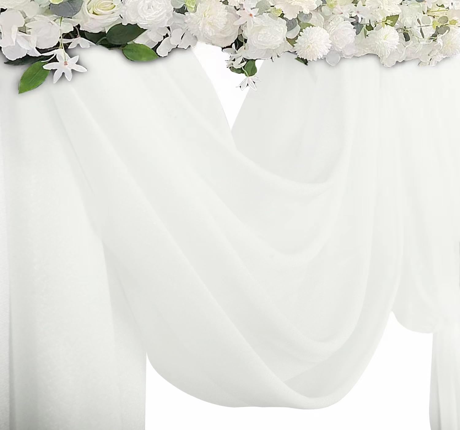 Mohoeey 20Ft White Wedding Arch Draping Fabric,Sheer Backdrop Curtains Draps Decorations For Wedding Ceremony Party Ceiling Home