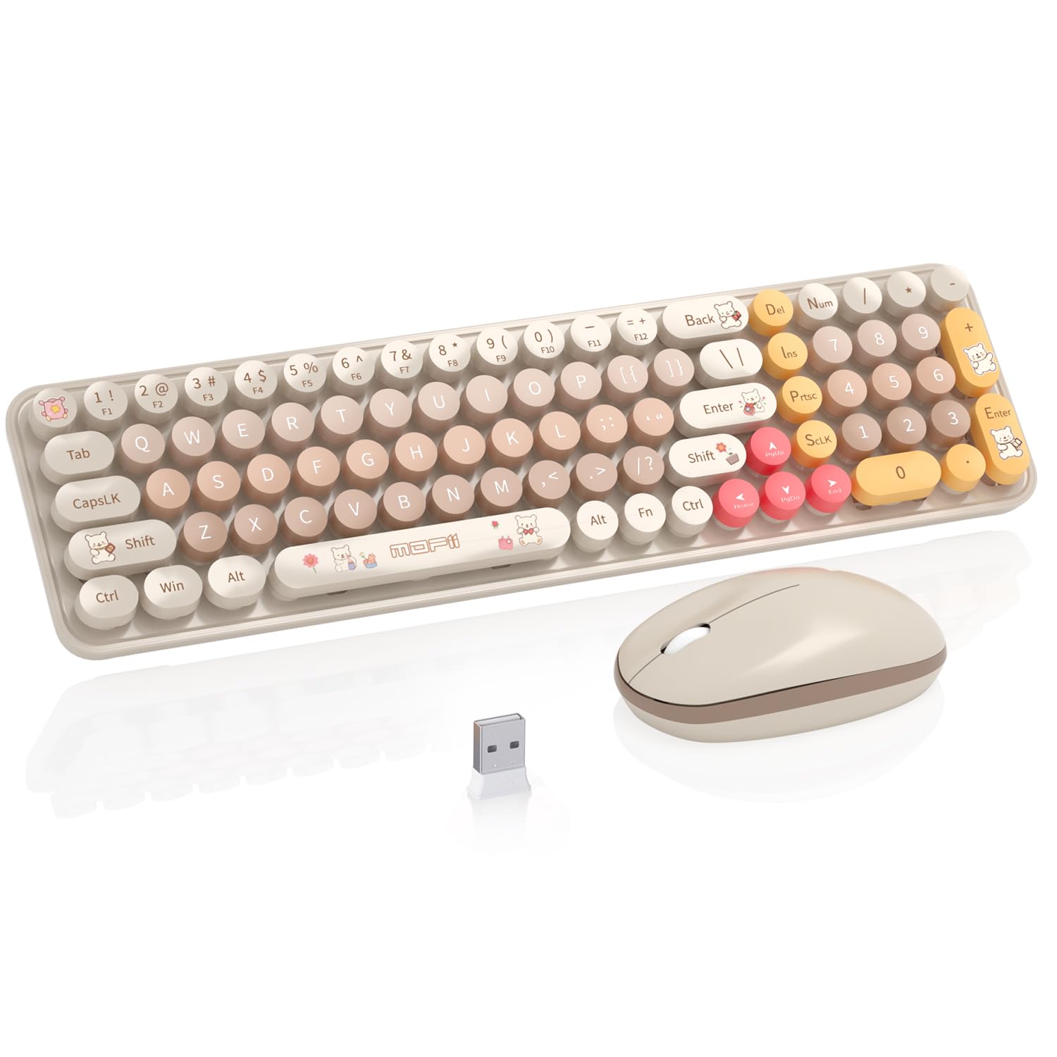 Keyboard Mouse Wireless, Slim Compact Silent 2.4G Cute 84 Keys Keyboard For Pc, Notebook, Macbook, Tablet, Laptop, Windows Syste