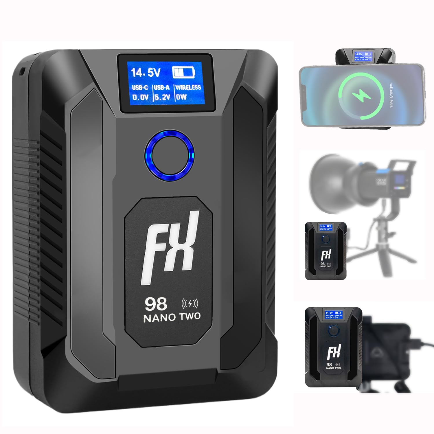 Fxlion Nano Two Upgrade V Mount Battery,98Wh 6800Mah 14.8V Rechargeable V Lock Battery With D Tap,Usb A,Usb C Ports For Smartpho